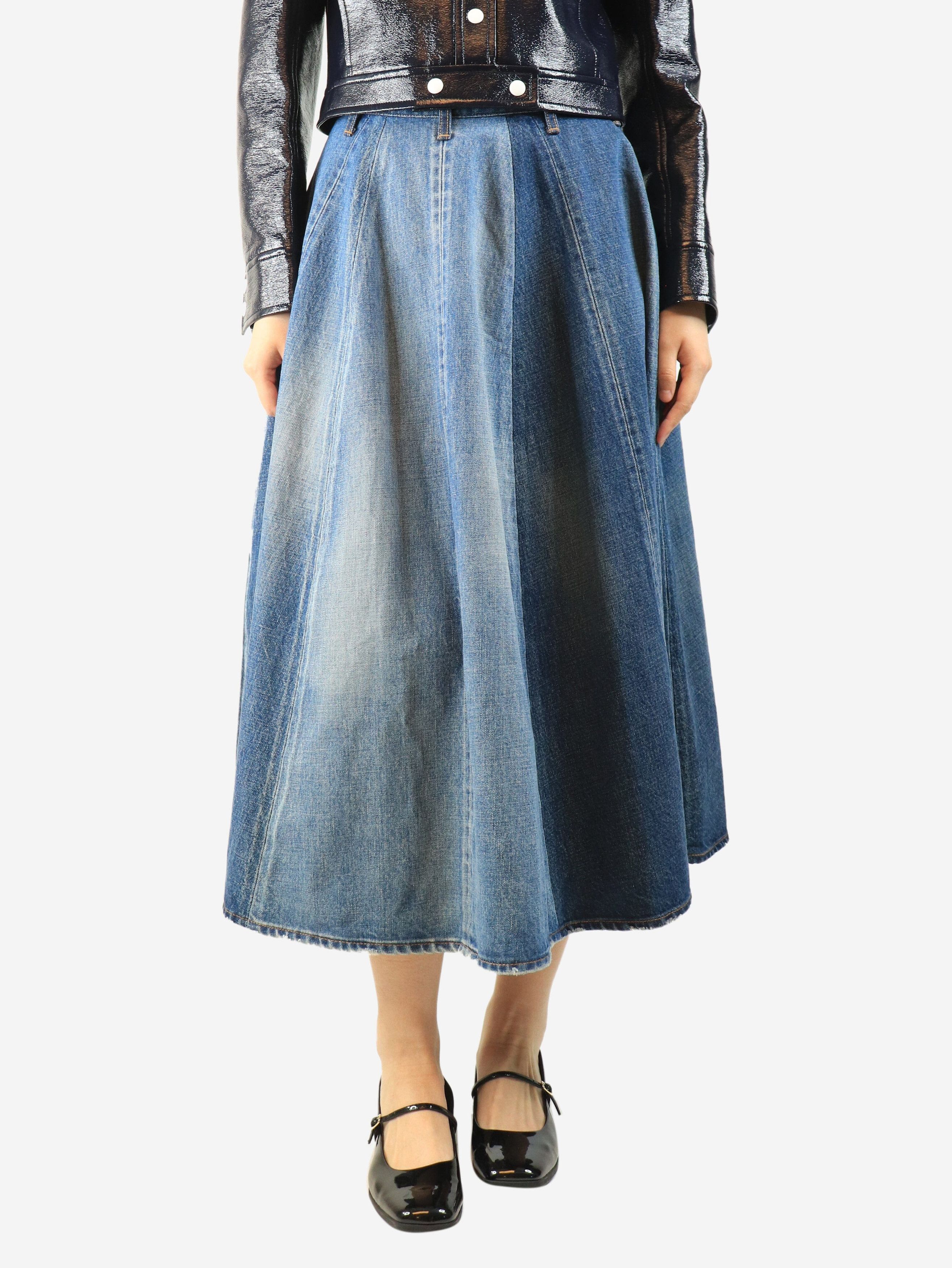 Celine Blue two-tone denim midi skirt - UK 10 Size 28" / US 6 / IT 42 - 2 Thumbnail