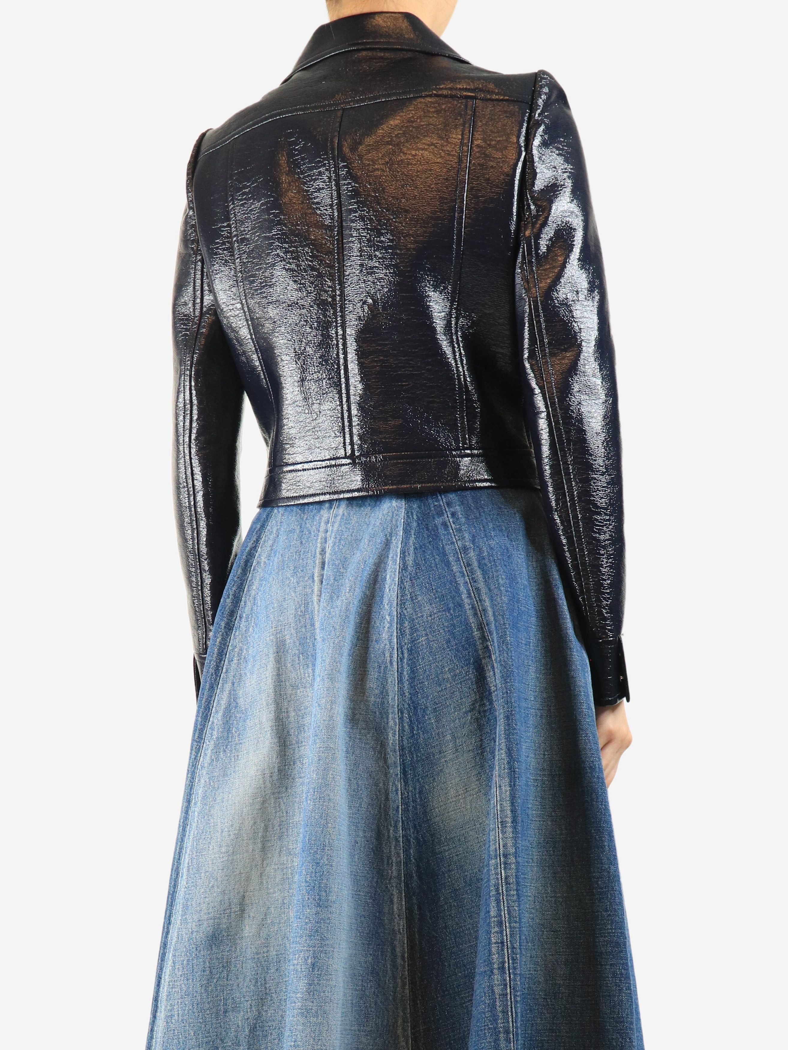Courreges Navy pleather cropped jacket - UK 12 Size M / US 6-8 / IT 42-44 - 3 Thumbnail