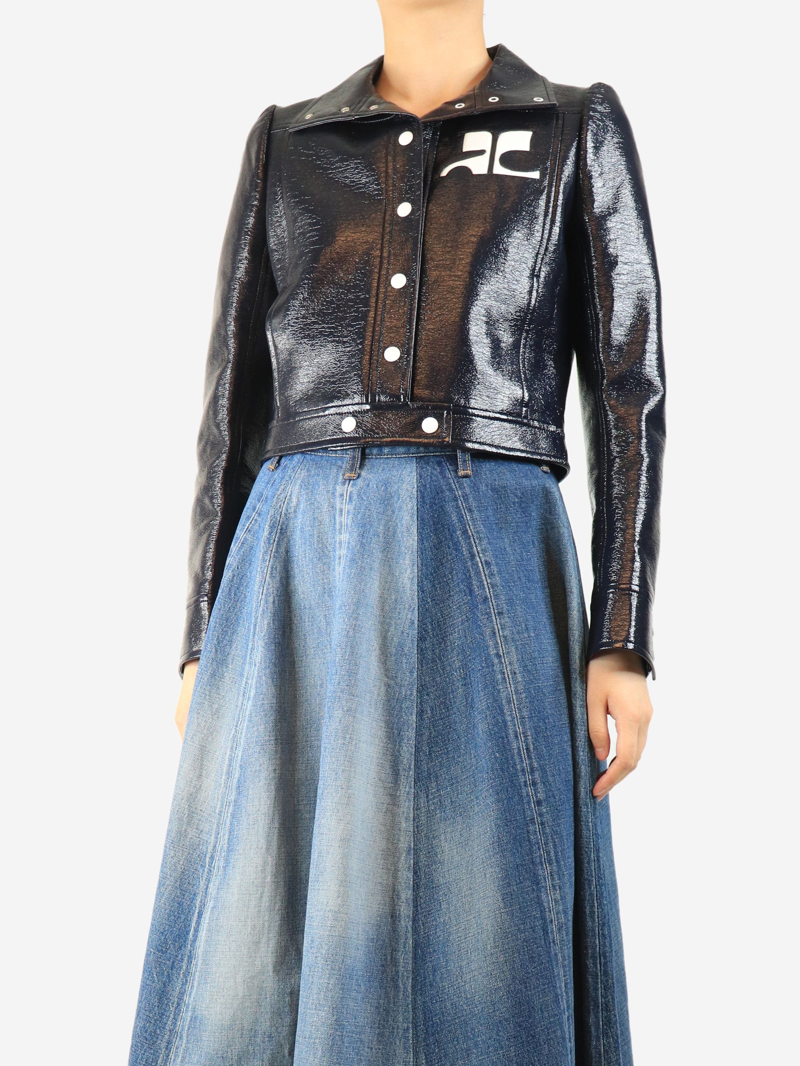 Courreges Navy pleather cropped jacket - UK 12 Size M / US 6-8 / IT 42-44 - 4 Thumbnail