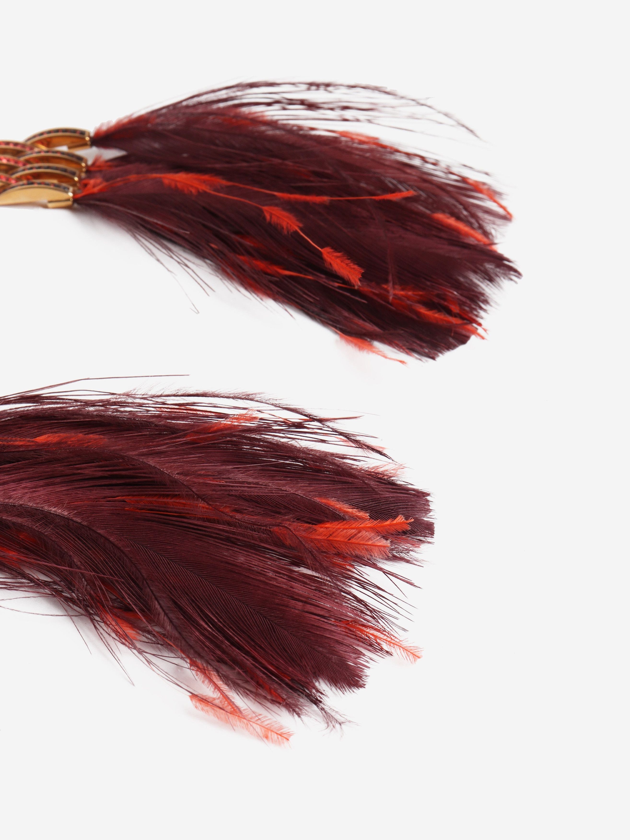 Louis Vuitton Burgundy feather errings Size ONE SIZE - 2 Thumbnail