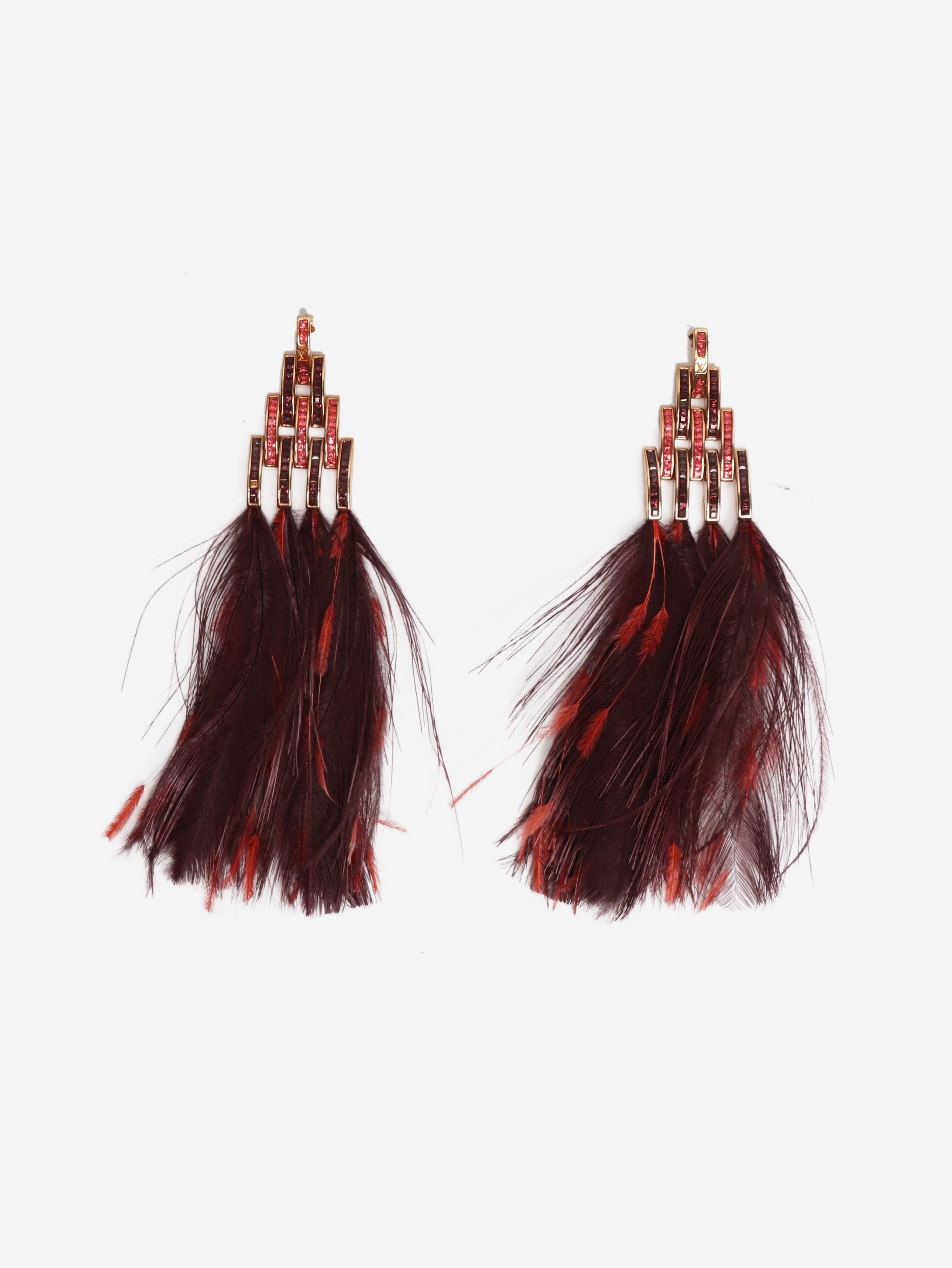 Louis Vuitton Burgundy feather errings Size ONE SIZE - 3 Thumbnail