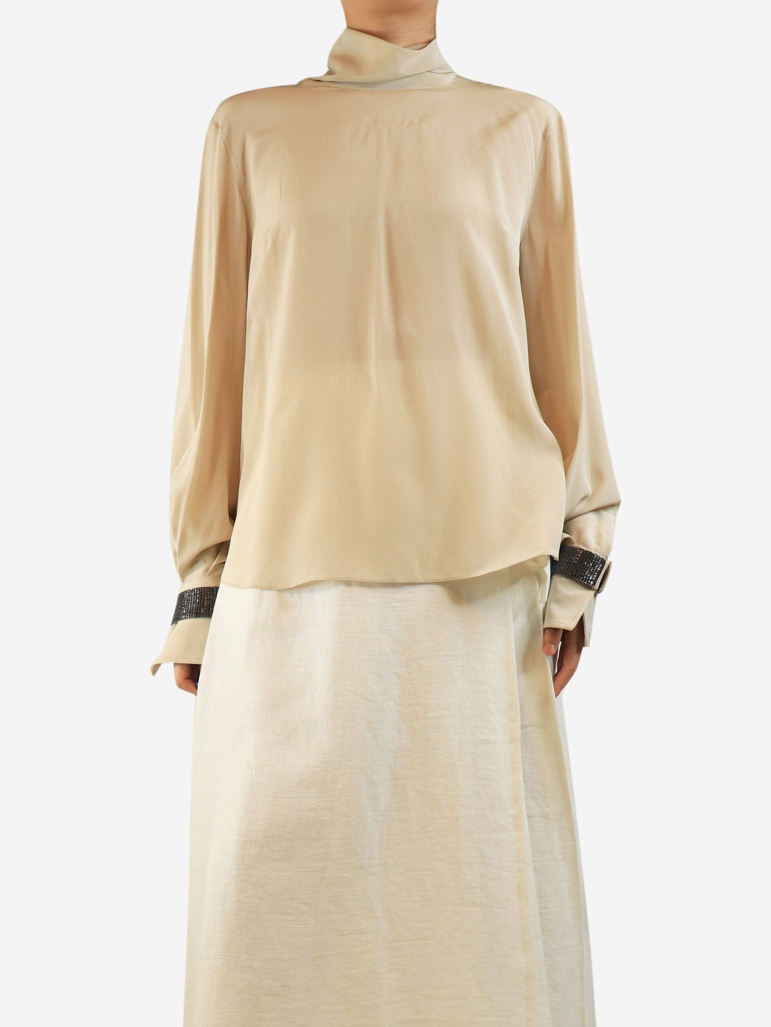 Brunello Cucinelli Ecru monili cuff silk blouse - L Size ONE SIZE - 4 Thumbnail