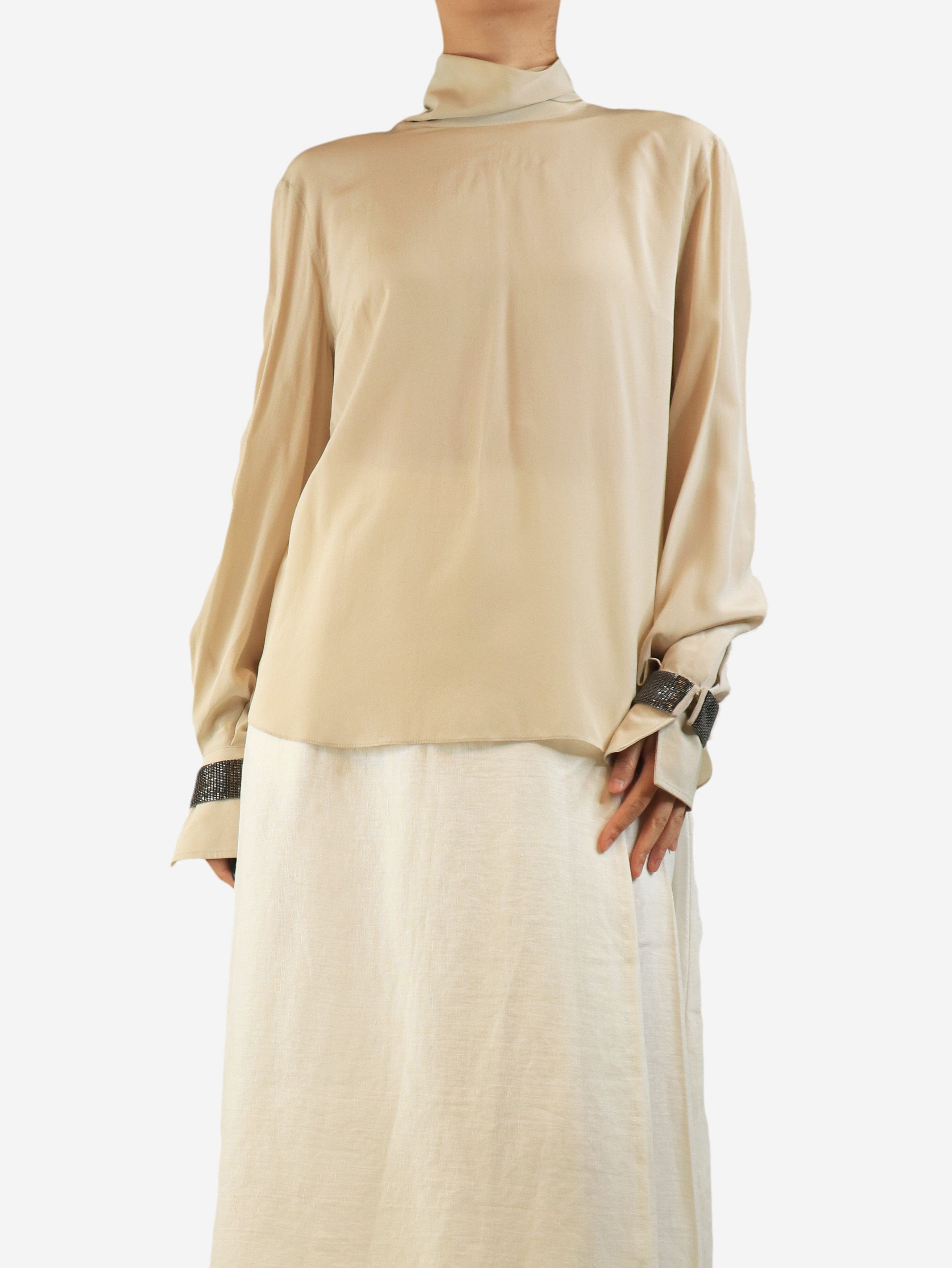 Brunello Cucinelli Ecru monili cuff silk blouse - L Size ONE SIZE - 2 Thumbnail