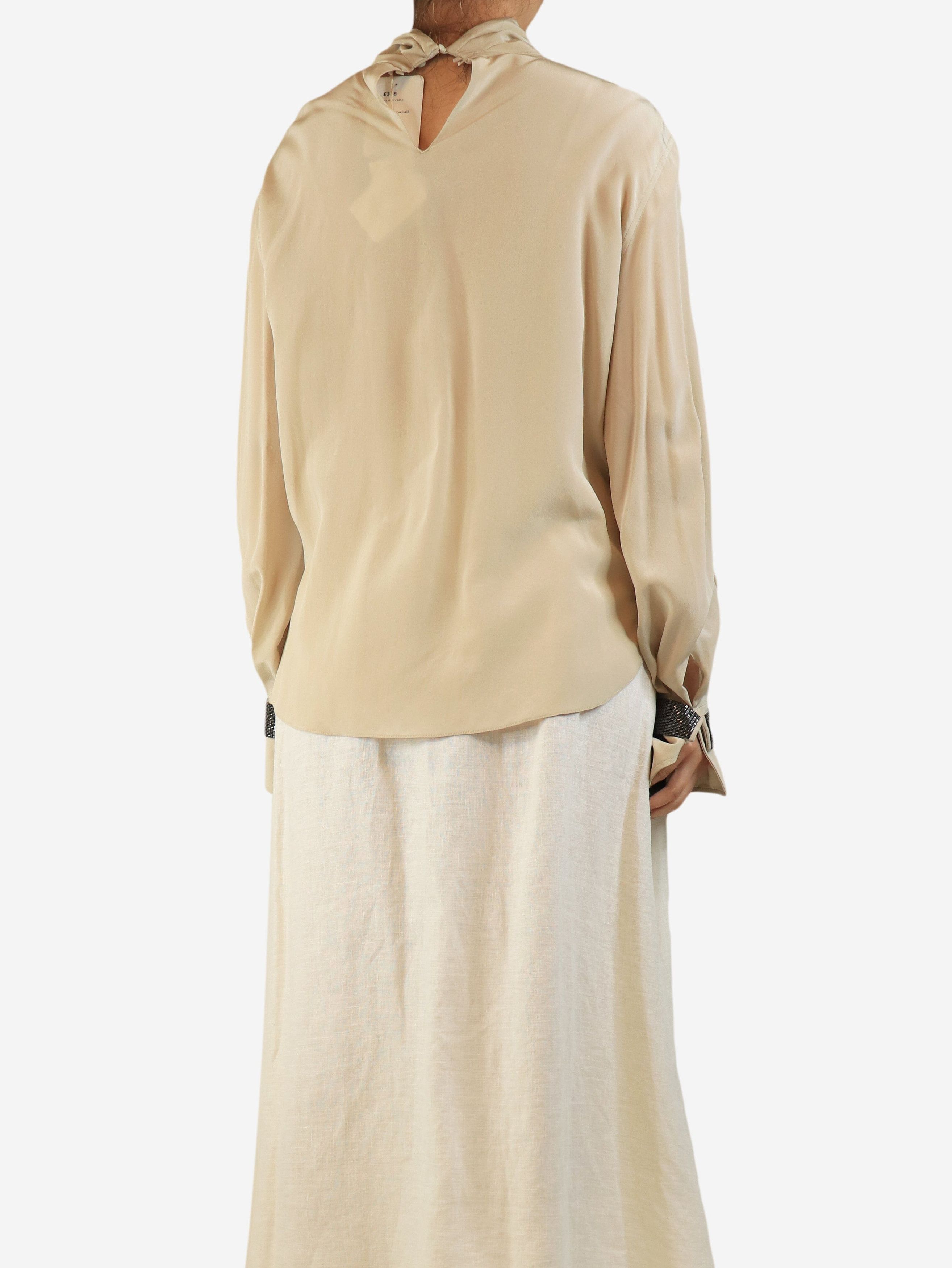 Brunello Cucinelli Ecru monili cuff silk blouse - L Size ONE SIZE - 3 Thumbnail