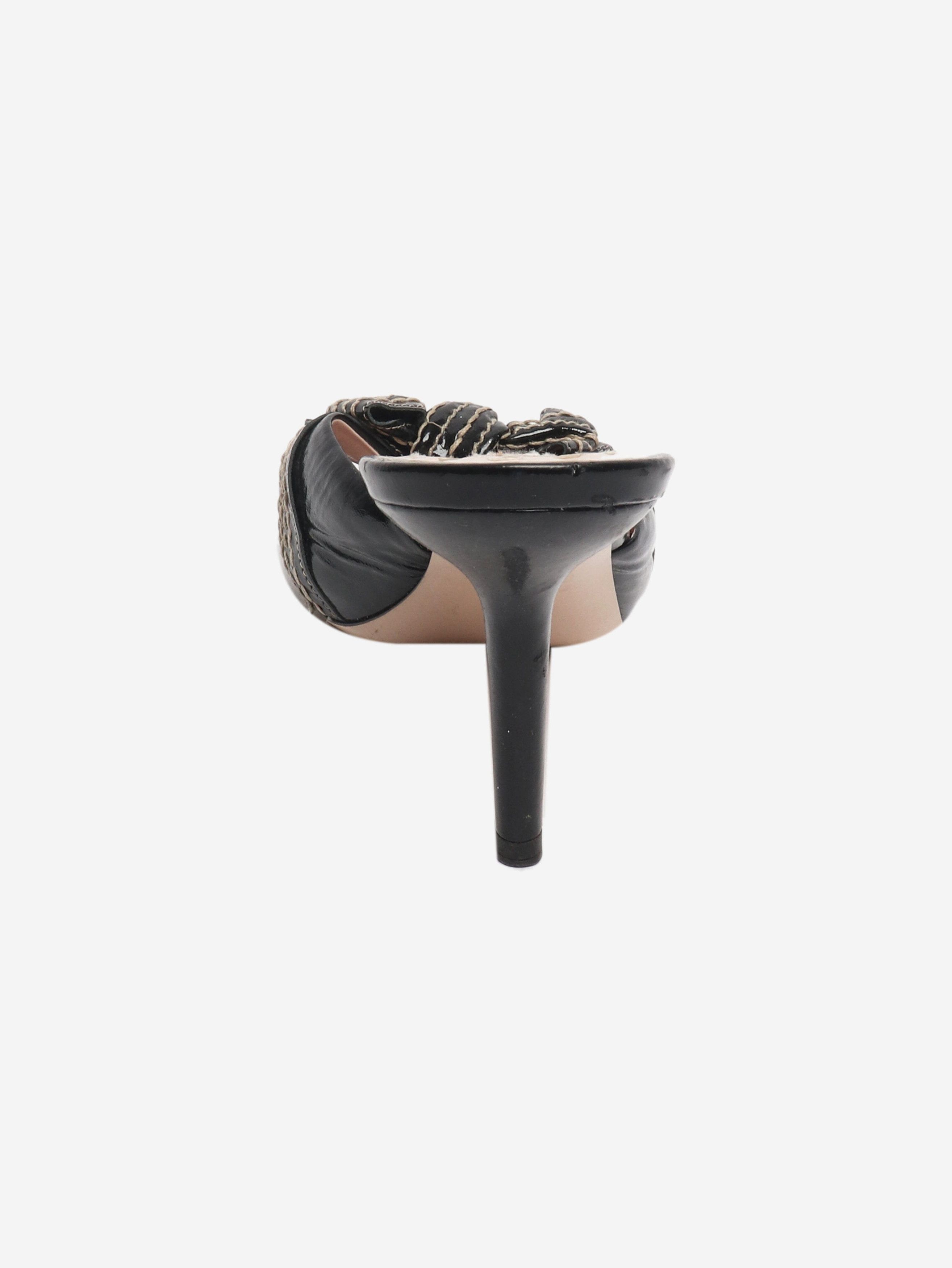 Miu Miu Black patent bow mules - EU 40.5 Size US 10 / IT 40 - 4 Thumbnail