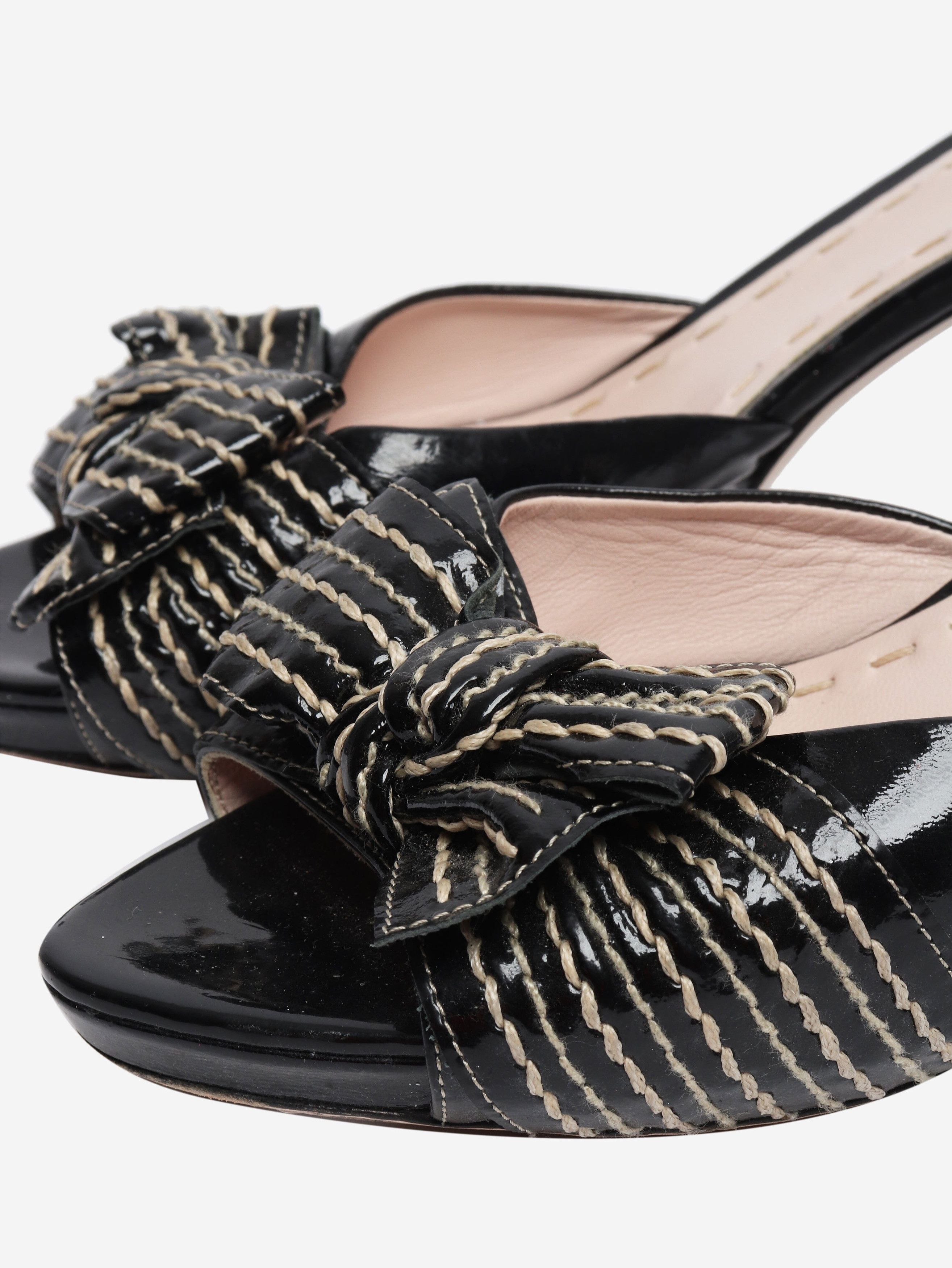 Miu Miu Black patent bow mules - EU 40.5 Size US 10 / IT 40 - 3 Thumbnail