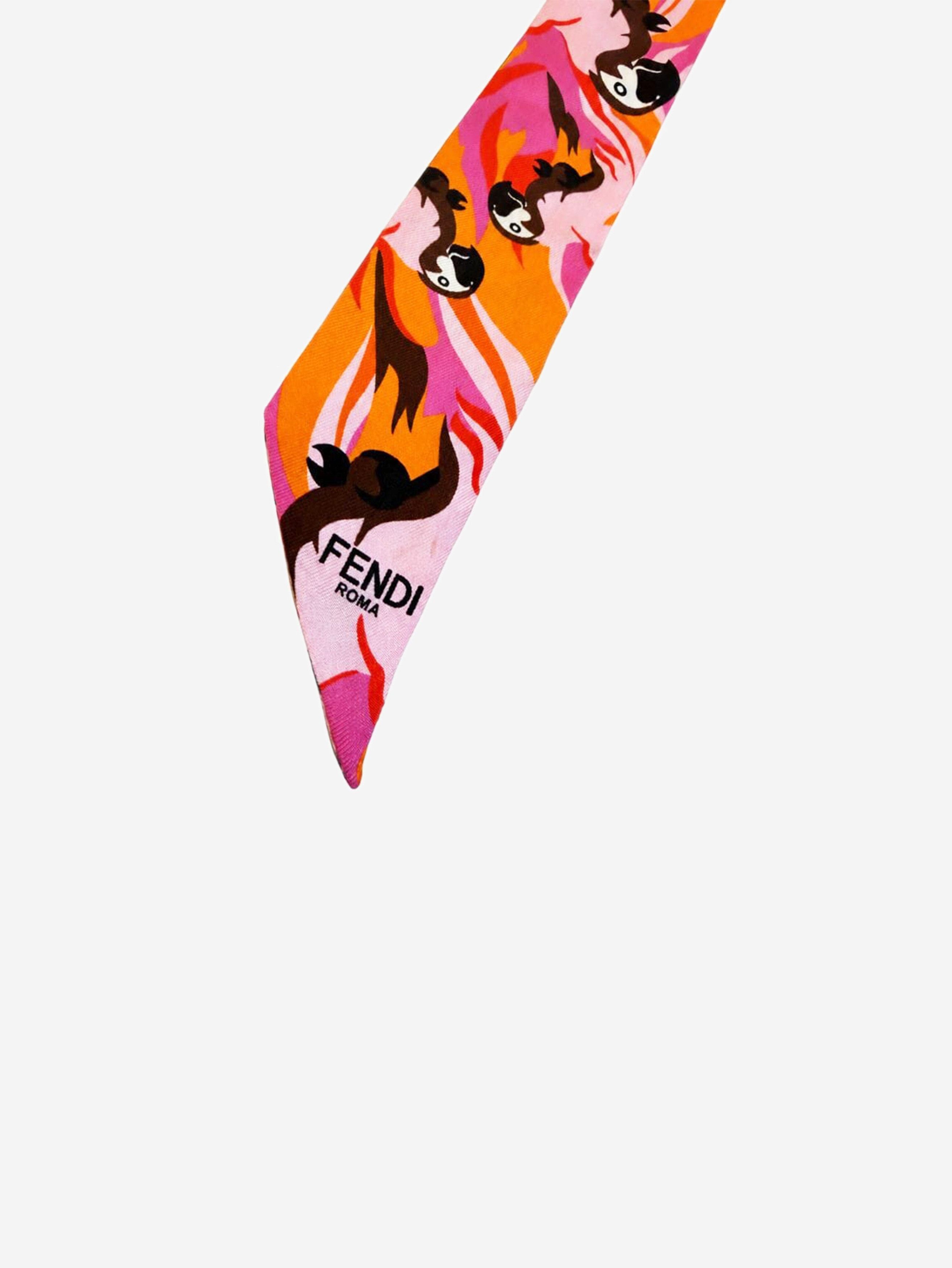 Fendi Pink silk parrot printed neck tie Size ONE SIZE - 3 Thumbnail