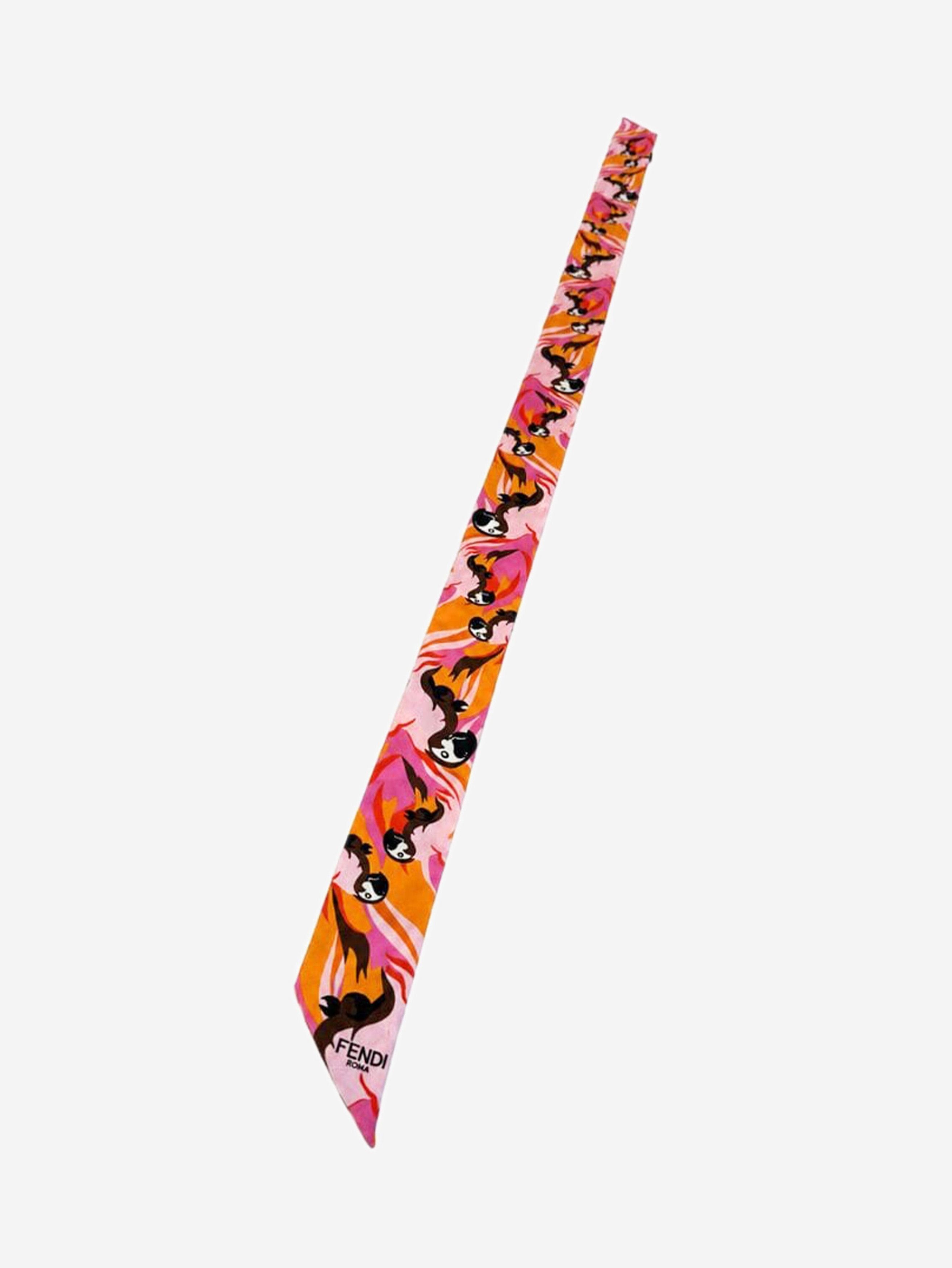 Fendi Pink silk parrot printed neck tie Size ONE SIZE - 2 Thumbnail