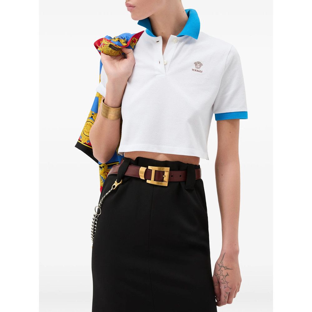 Versace Versace WHITE Tops - Polo Tops Size S / US 4 / IT 40 - 3 Thumbnail