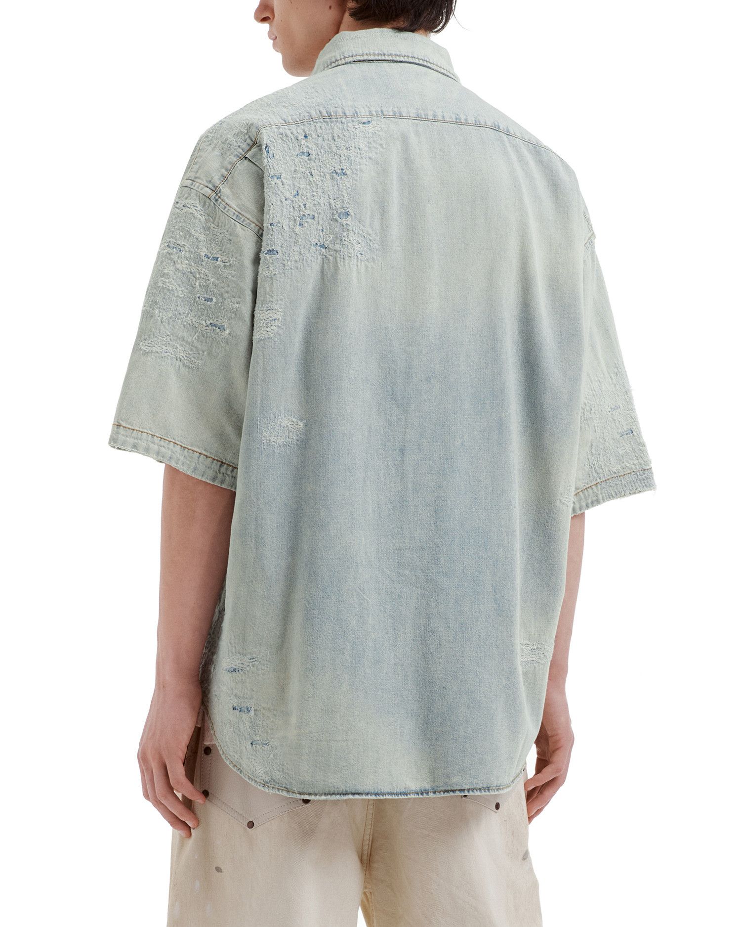 Acne Studios Acne Studios Ripped Denim Short Sleeve Shirt Size US L / EU 52-54 / 3 - 4 Thumbnail