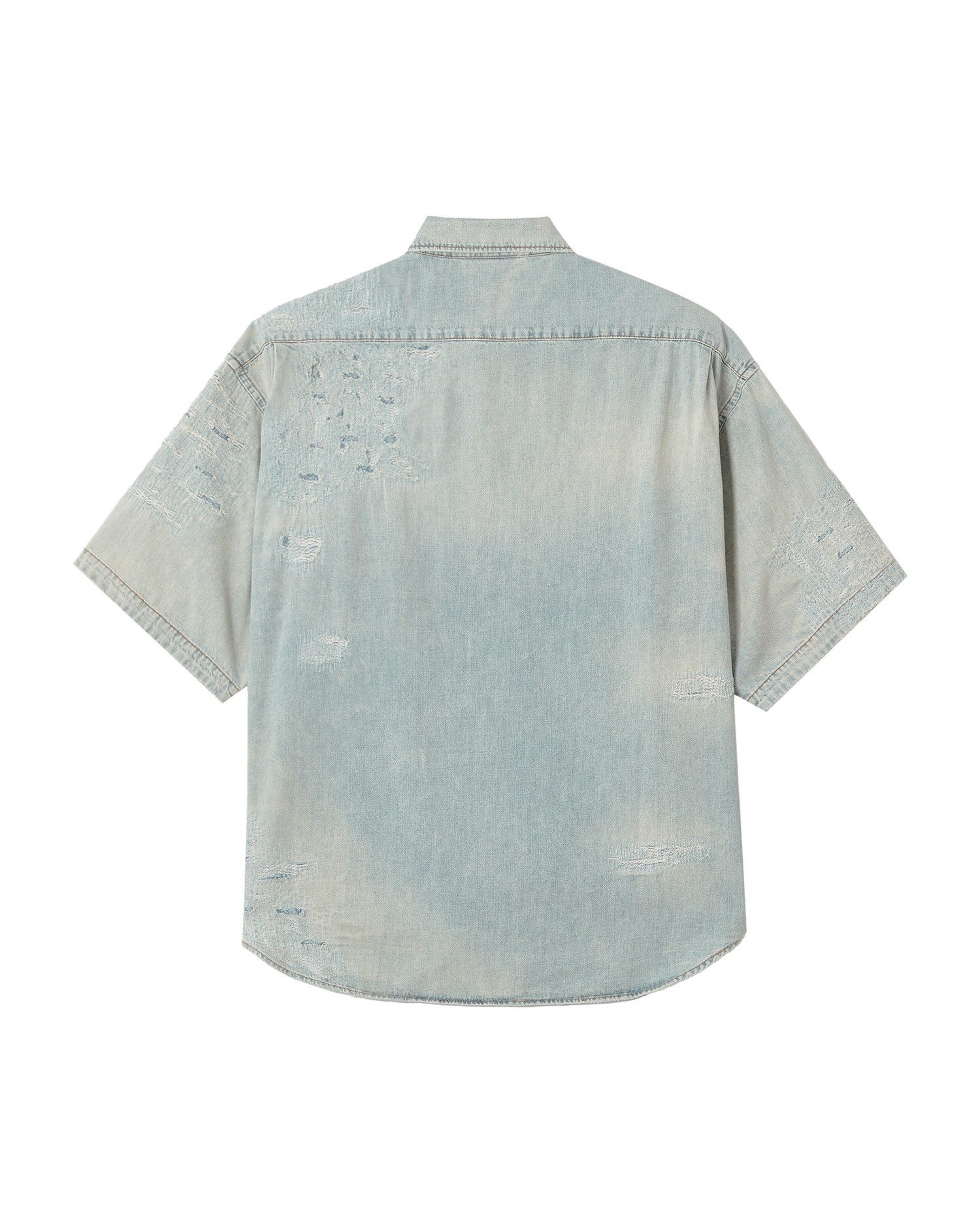 Acne Studios Acne Studios Ripped Denim Short Sleeve Shirt Size US M / EU 48-50 / 2 - 6 Thumbnail
