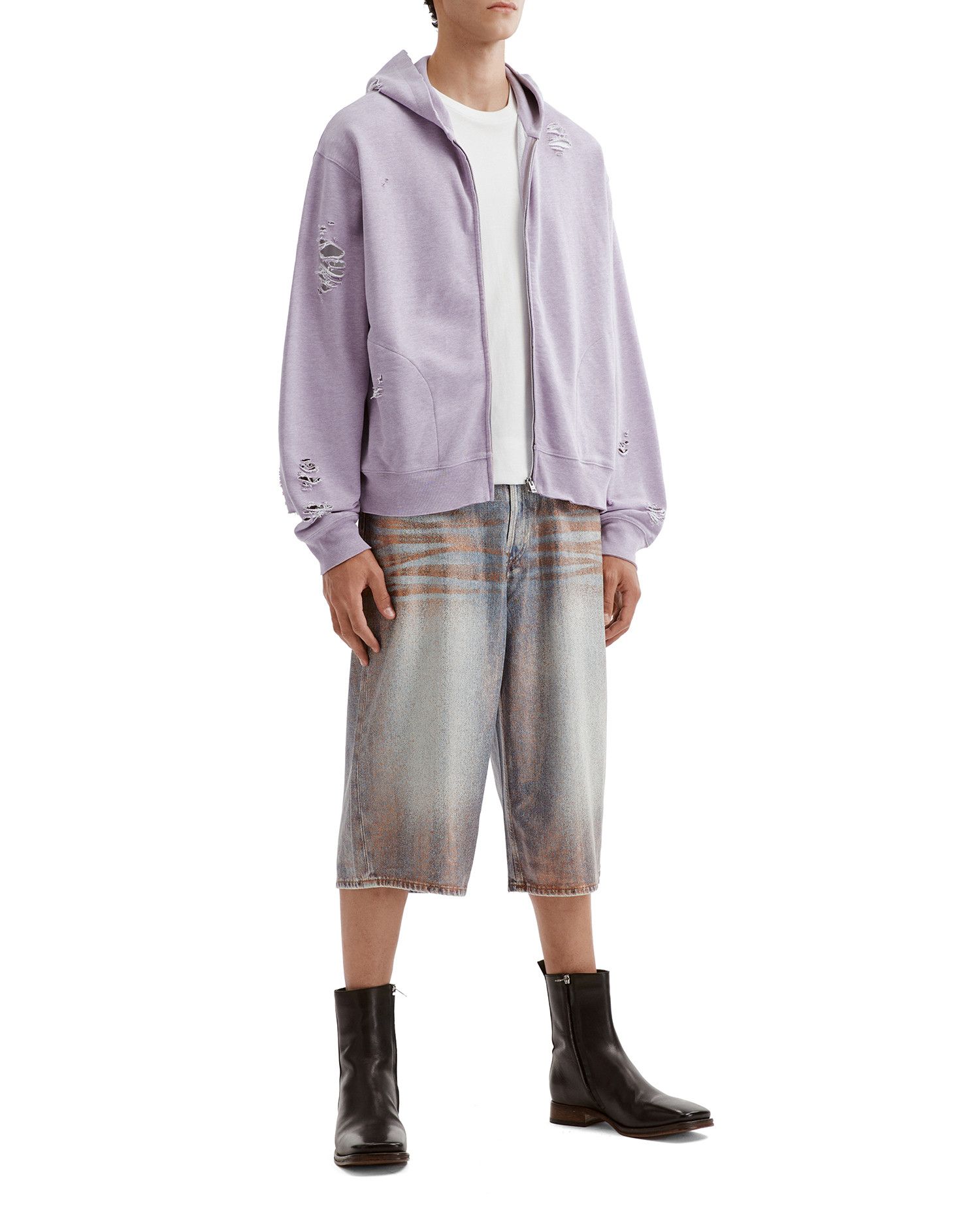 Acne Studios Acne Studios Ripped Hooded Zipper Sweatshirt Size US L / EU 52-54 / 3 - 2 Thumbnail