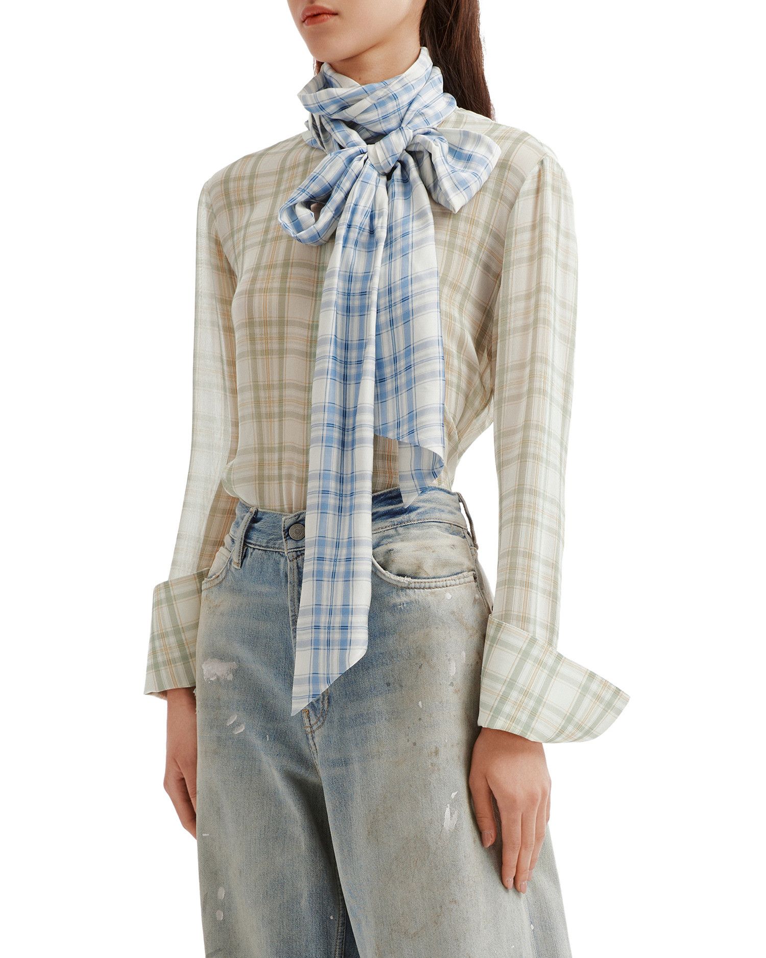 Acne Studios Acne Studios Ornament Lace-up Plaid Shirt Size M / US 6-8 / IT 42-44 - 3 Thumbnail