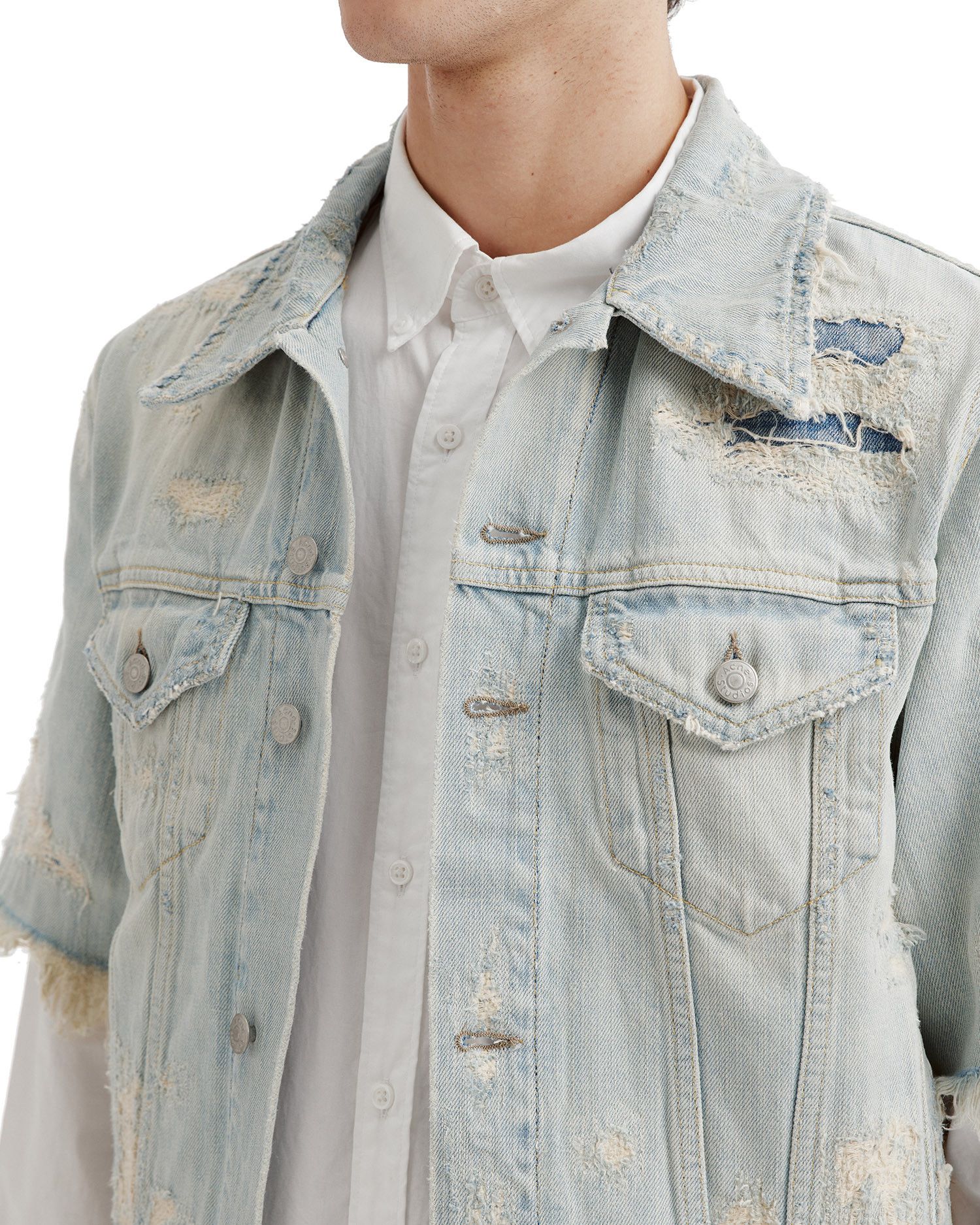 Acne Studios Acne Studios Ripped Short Sleeve Denim Shirt Size US M / EU 48-50 / 2 - 5 Thumbnail