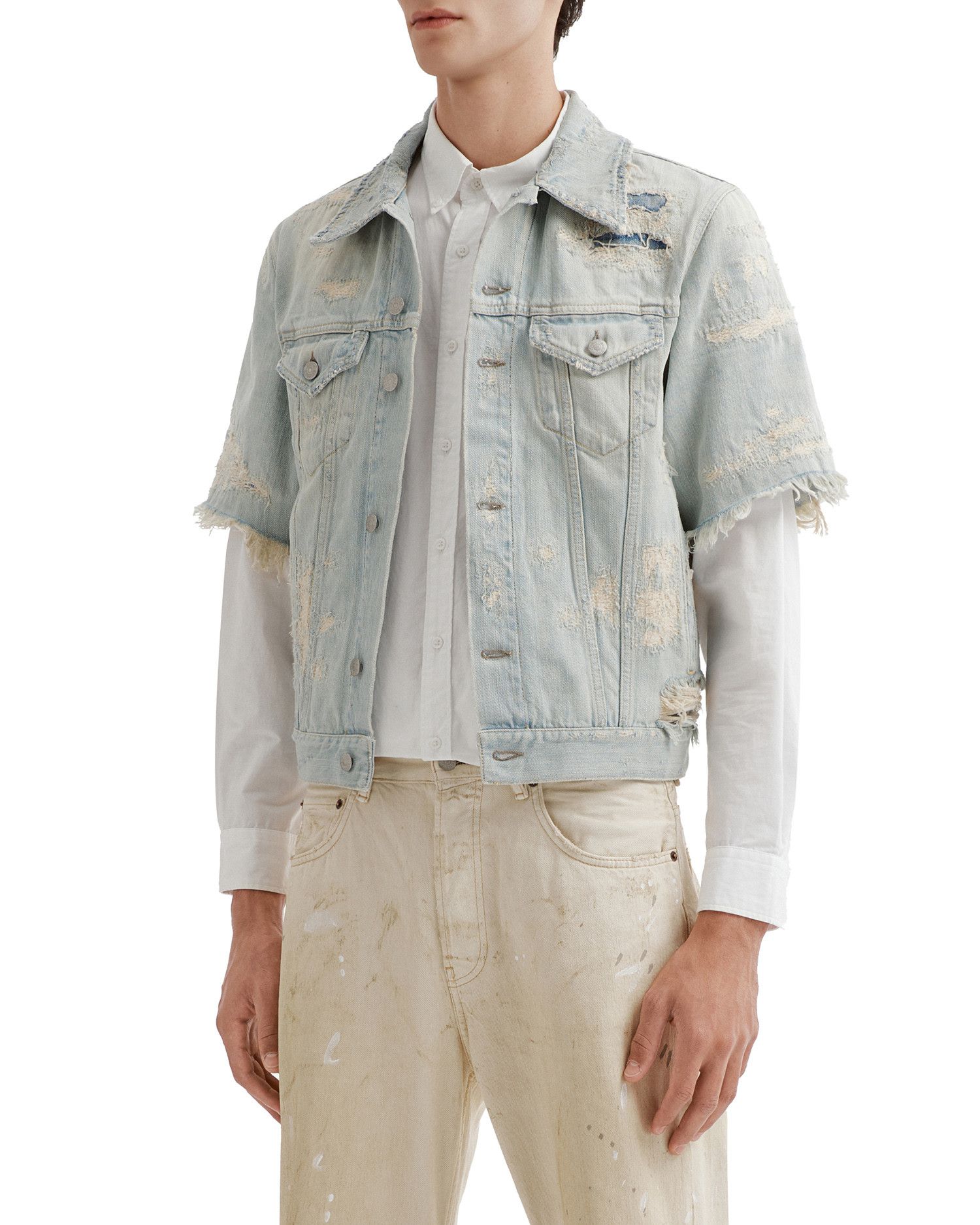 Acne Studios Acne Studios Ripped Short Sleeve Denim Shirt Size US M / EU 48-50 / 2 - 3 Thumbnail