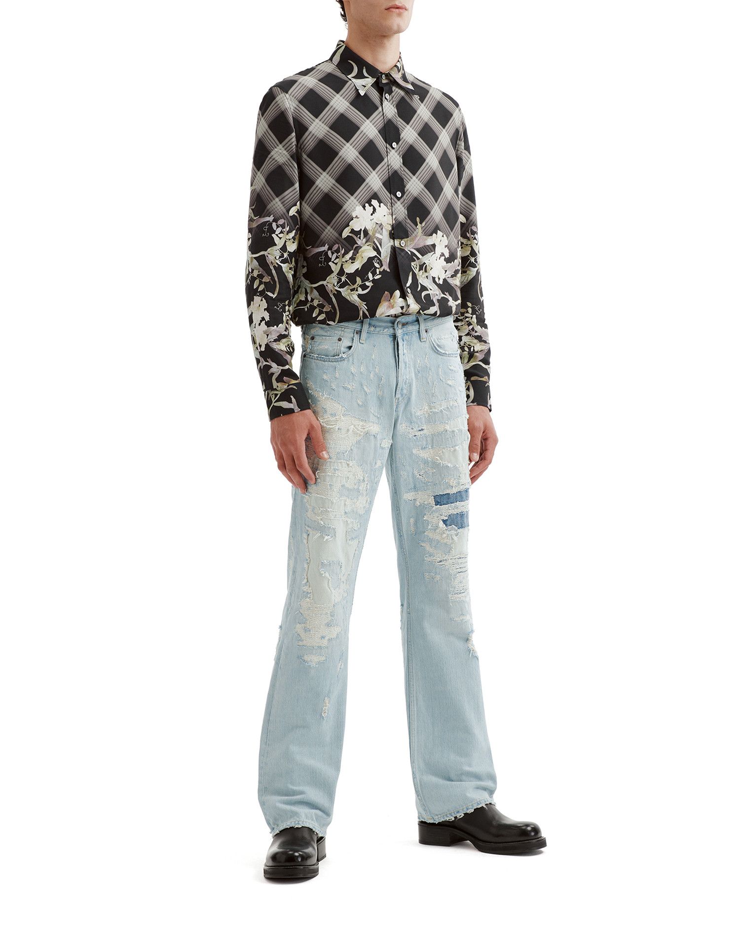 Acne Studios Acne Studios Ripped Spliced Jeans Size US 30 / EU 46 - 2 Thumbnail