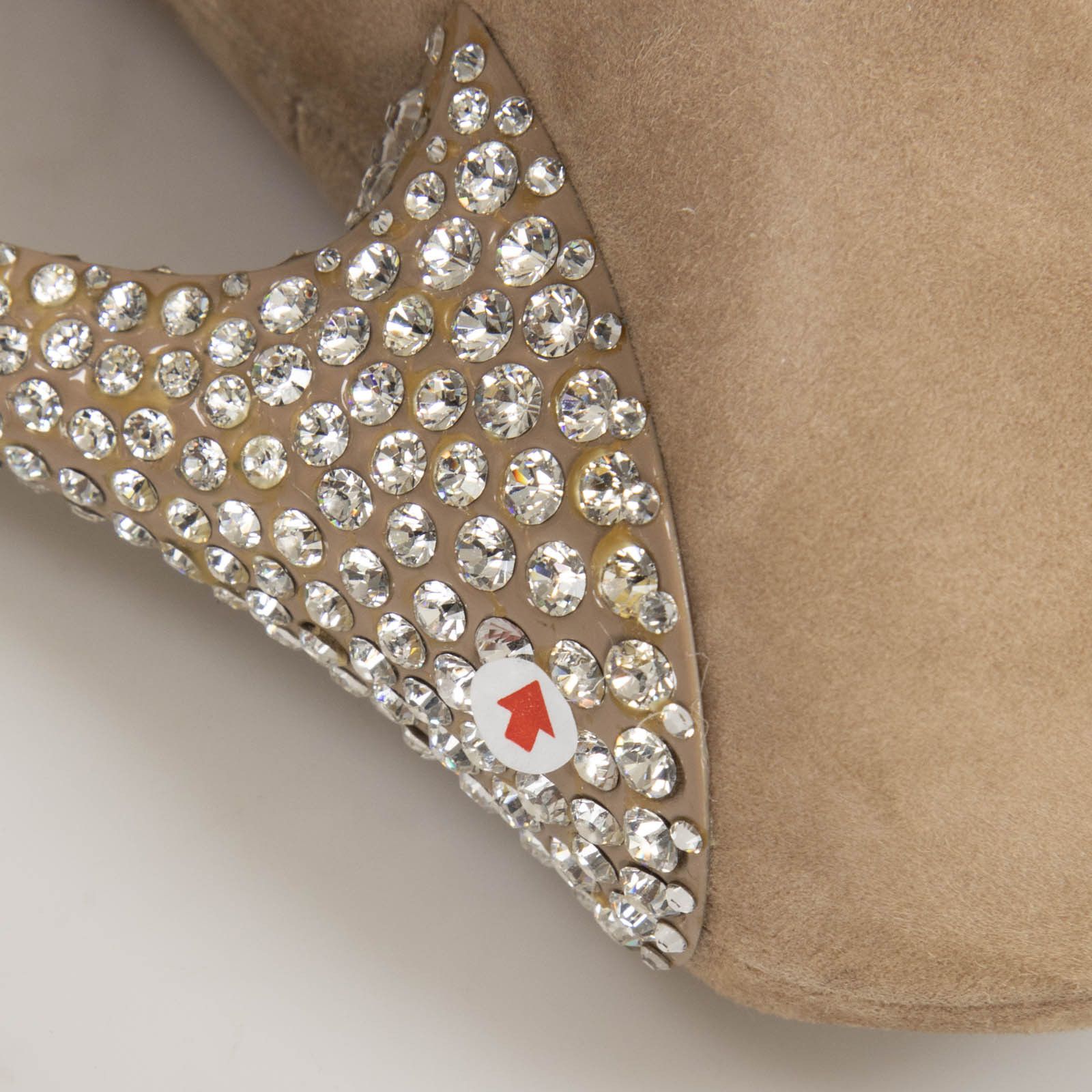 Jimmy Choo Beige Suede Crystal Embellished Heels Size US 8 / IT 38 - 7 Thumbnail