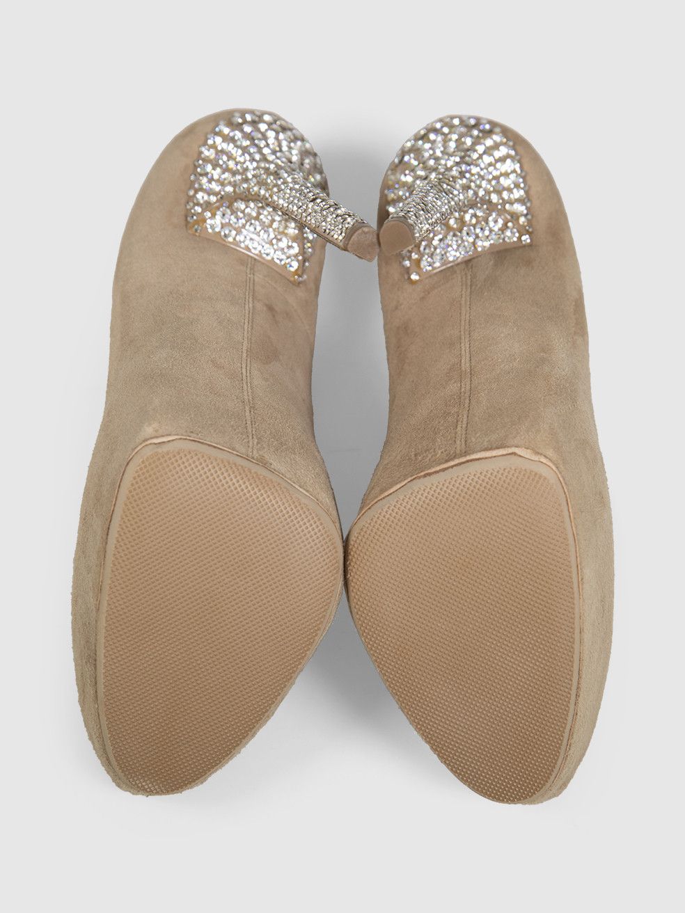 Jimmy Choo Beige Suede Crystal Embellished Heels Size US 8 / IT 38 - 5 Thumbnail