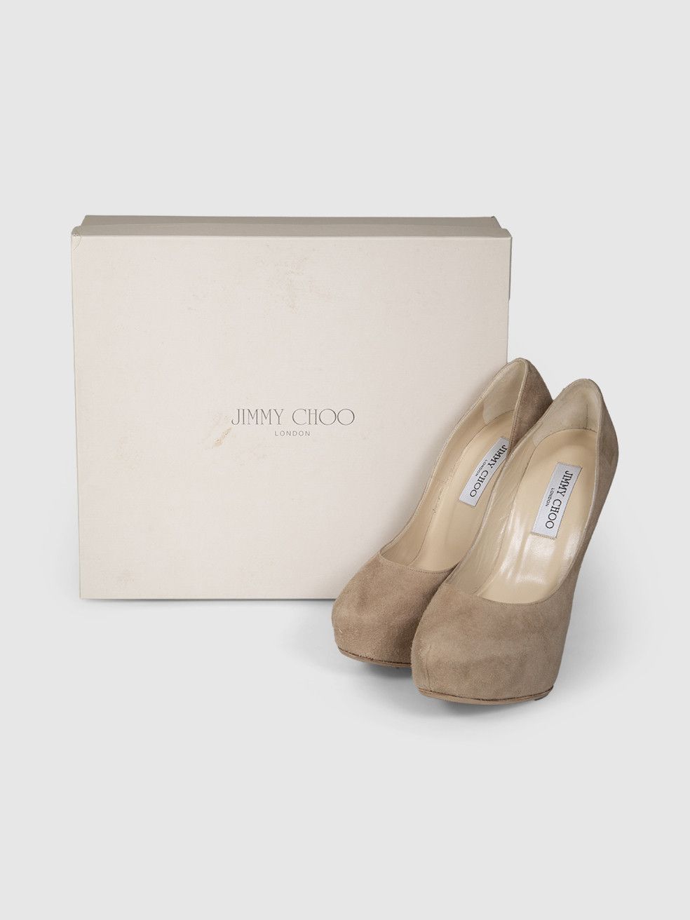 Jimmy Choo Beige Suede Crystal Embellished Heels Size US 8 / IT 38 - 3 Thumbnail