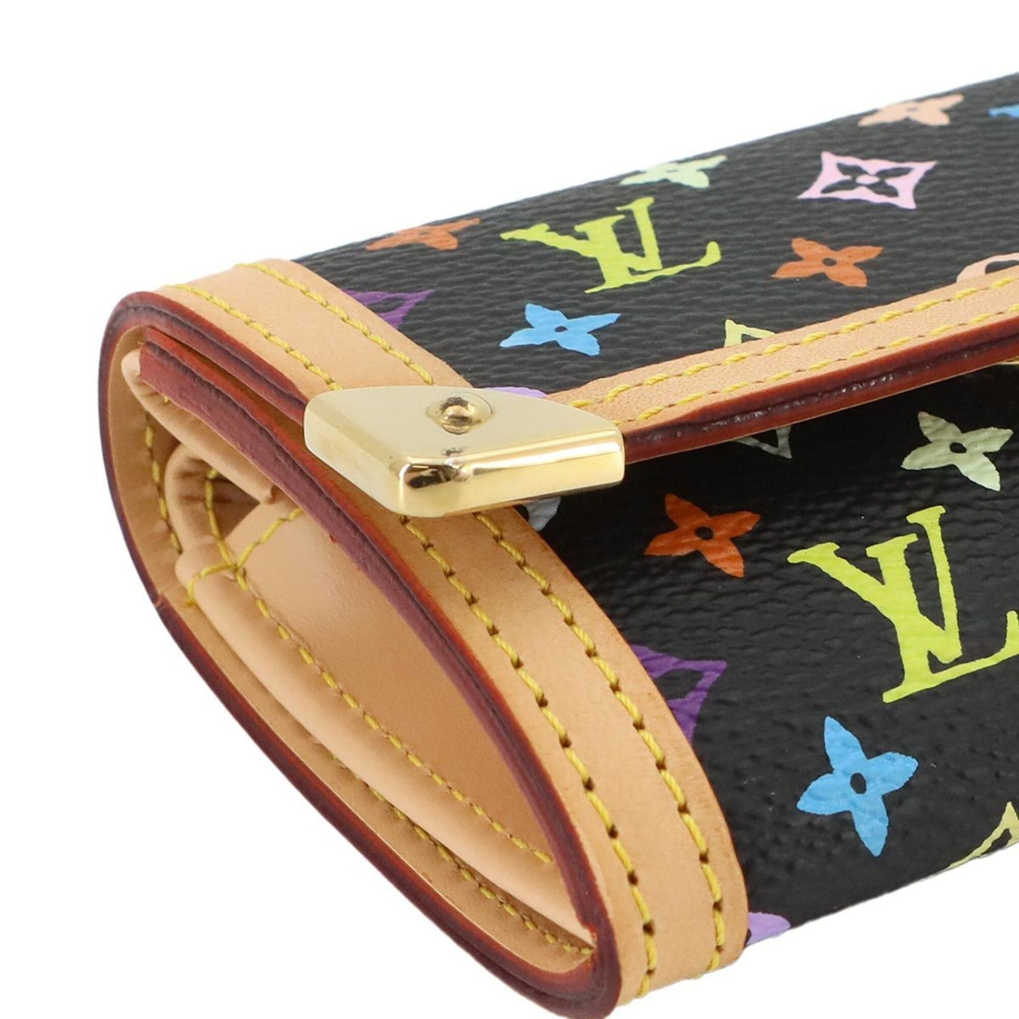 Louis Vuitton Louis Vuitton Monogram Multicolor Portemonnaie Plat Wallet/Coin Purse Noir M92656 Size ONE SIZE - 8 Thumbnail
