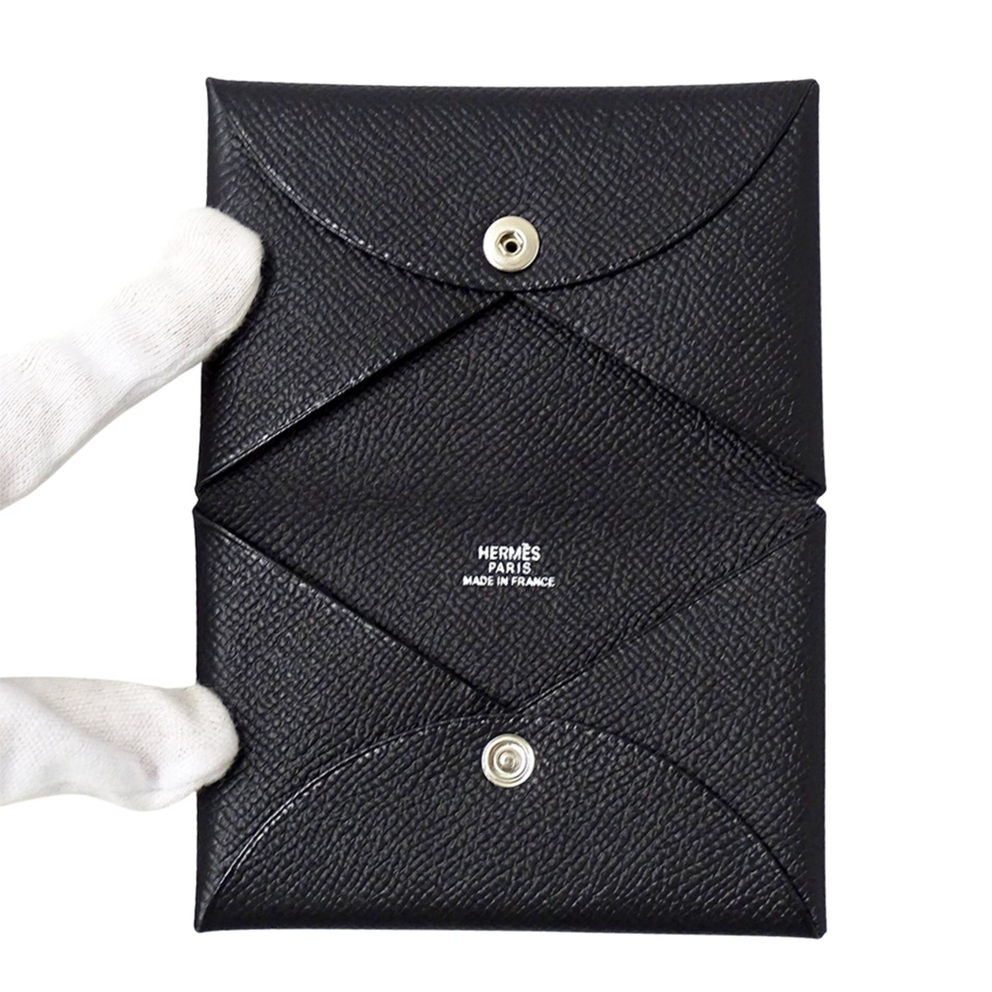 Hermes Hermes Business Card Holder/Card Case for Women and Men, Brand Calvi, Veau Epsom Leather, Black, Silver Hardware, Pass Case, Holder, □I Stamp Size ONE SIZE - 4 Thumbnail