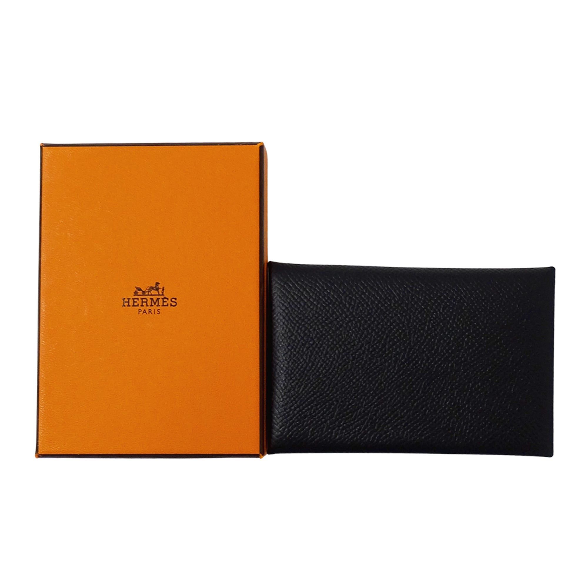 Hermes Hermes Business Card Holder/Card Case for Women and Men, Brand Calvi, Veau Epsom Leather, Black, Silver Hardware, Pass Case, Holder, □I Stamp Size ONE SIZE - 7 Thumbnail