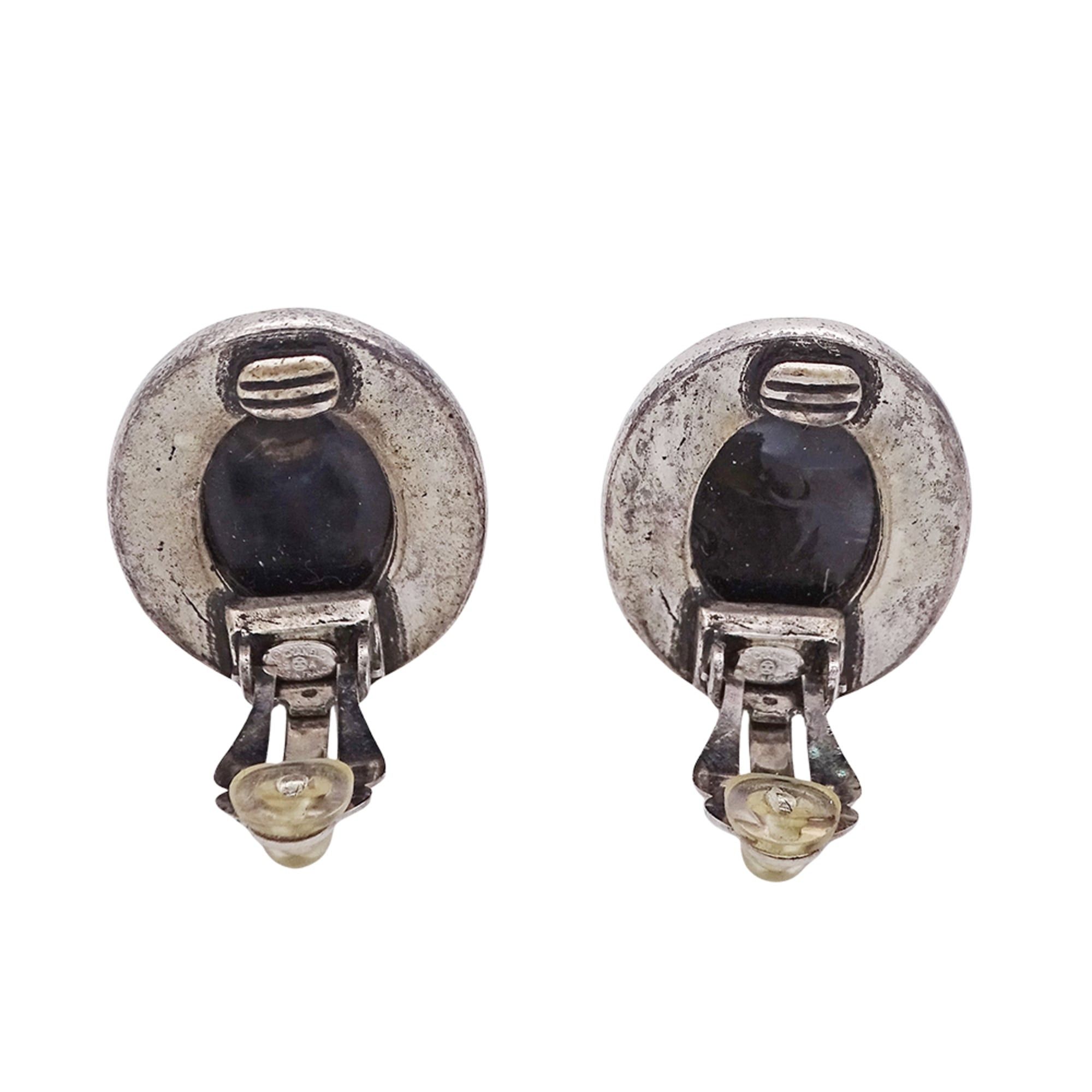 Chanel Chanel earrings for women, brand name, black and silver, Coco mark, oval. Size ONE SIZE - 4 Thumbnail