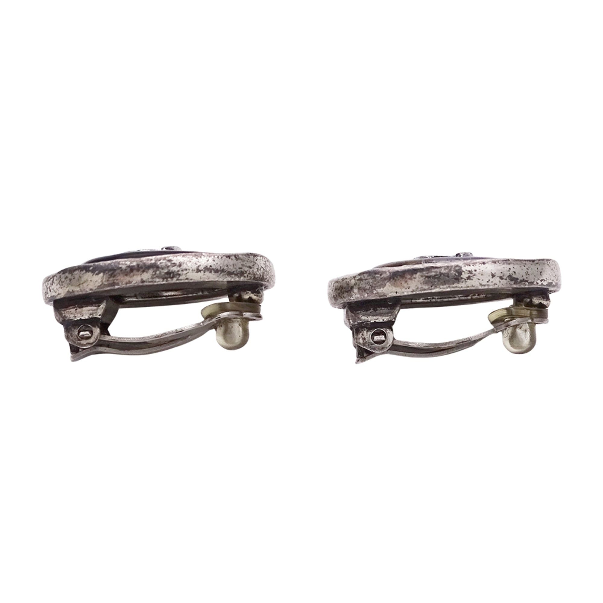 Chanel Chanel earrings for women, brand name, black and silver, Coco mark, oval. Size ONE SIZE - 3 Thumbnail