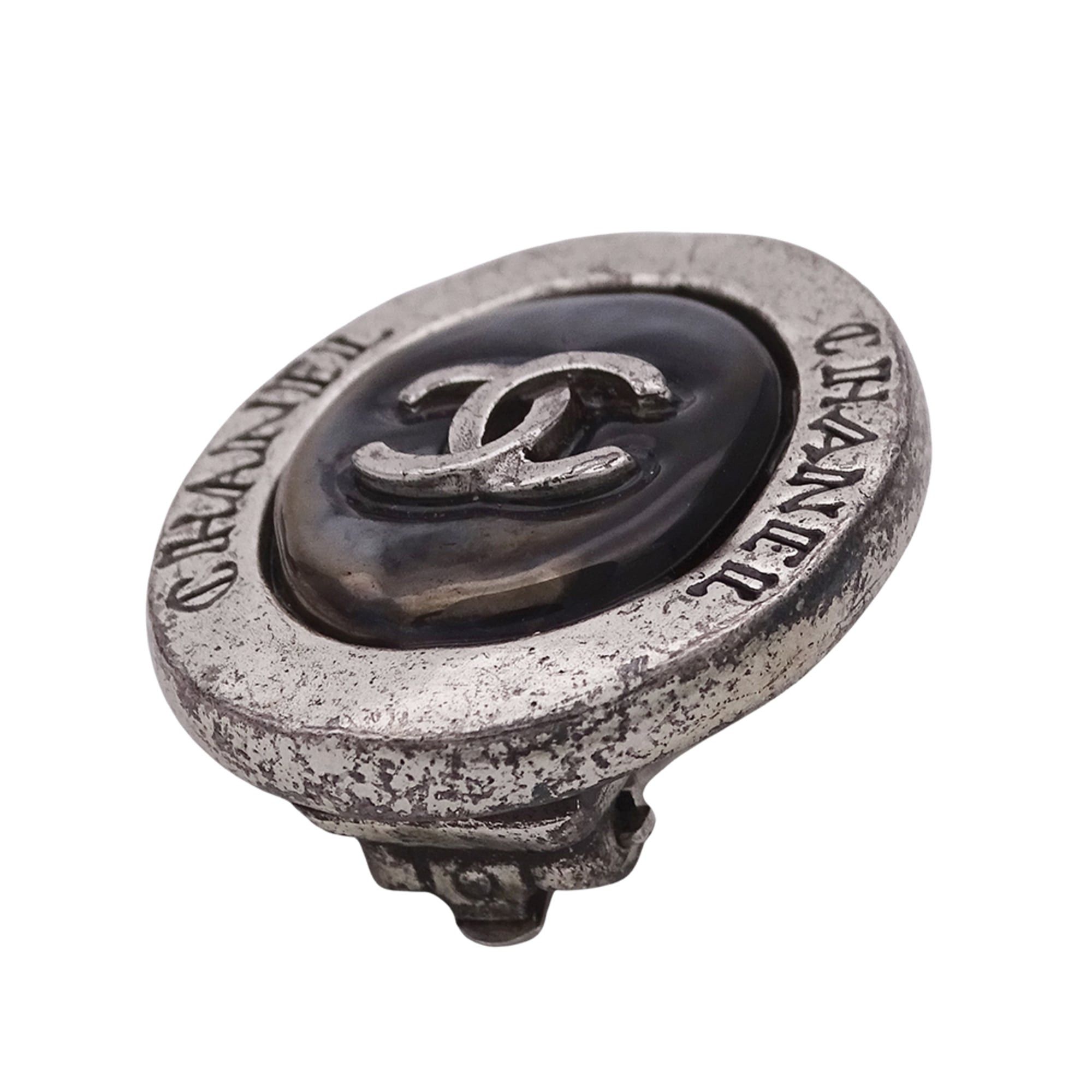Chanel Chanel earrings for women, brand name, black and silver, Coco mark, oval. Size ONE SIZE - 9 Thumbnail