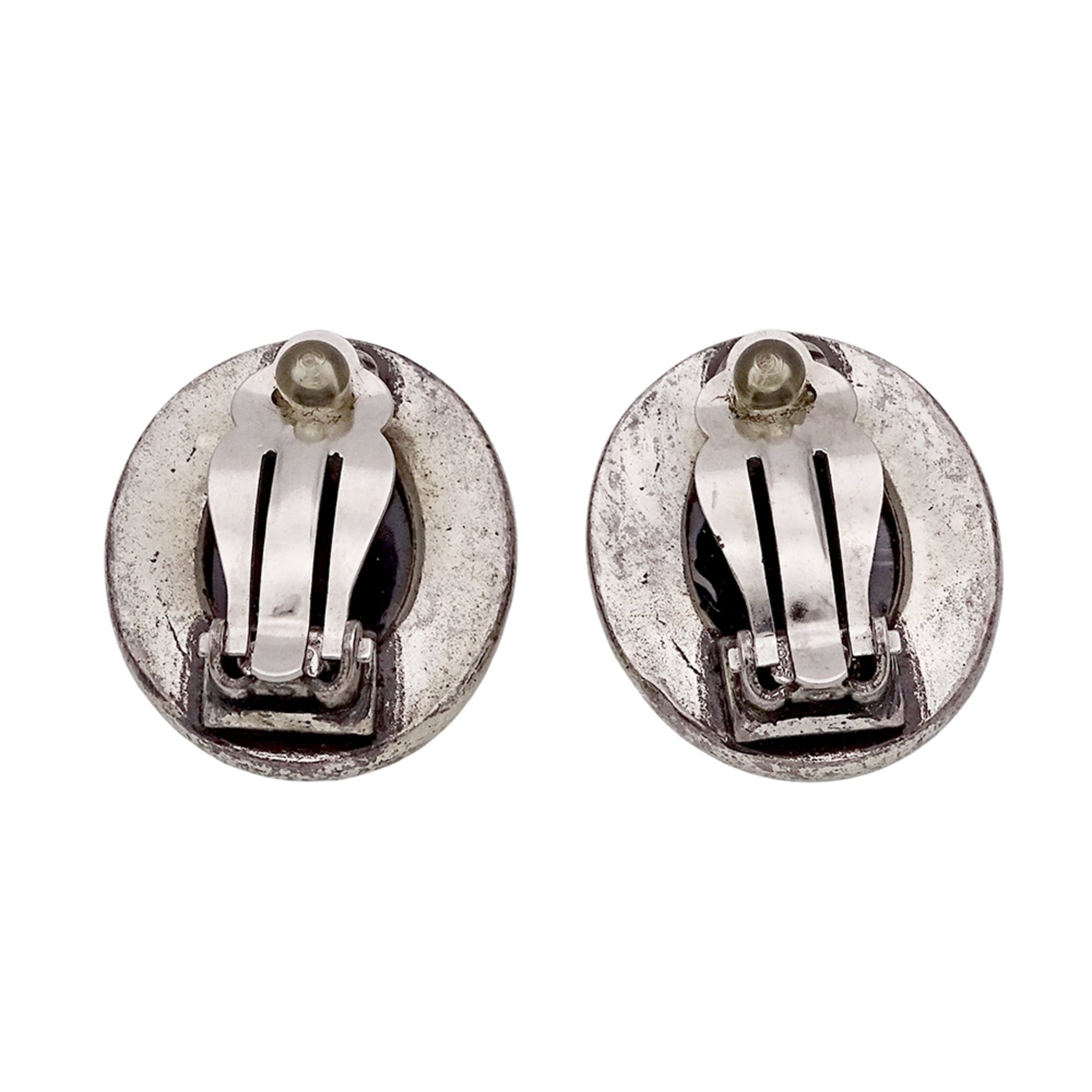 Chanel Chanel earrings for women, brand name, black and silver, Coco mark, oval. Size ONE SIZE - 2 Thumbnail