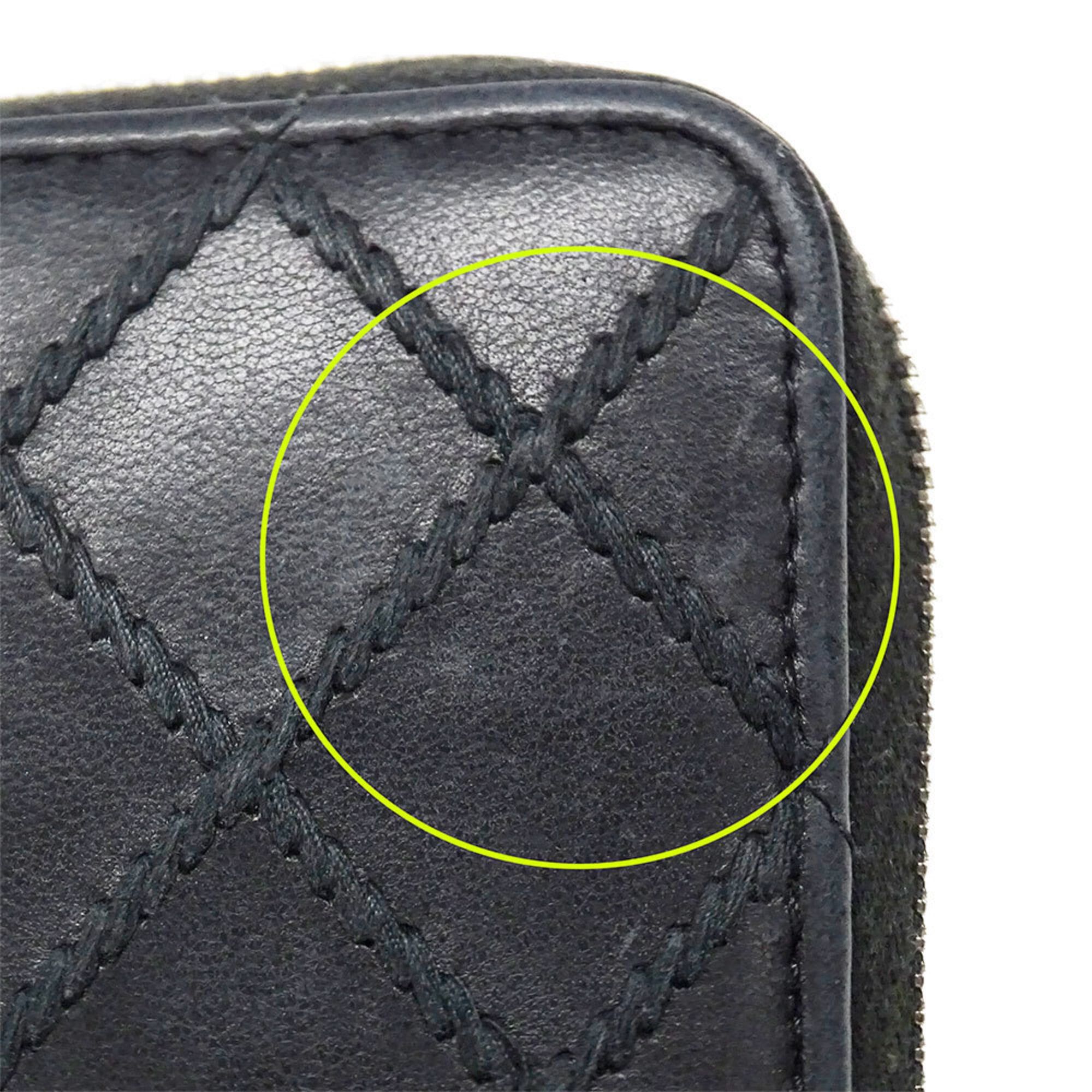 Chanel Chanel Women's Wallet, Brand Name Long Wild Stitch Leather, Black, Silver Hardware, Round Zipper, Quilted Size ONE SIZE - 13 Thumbnail