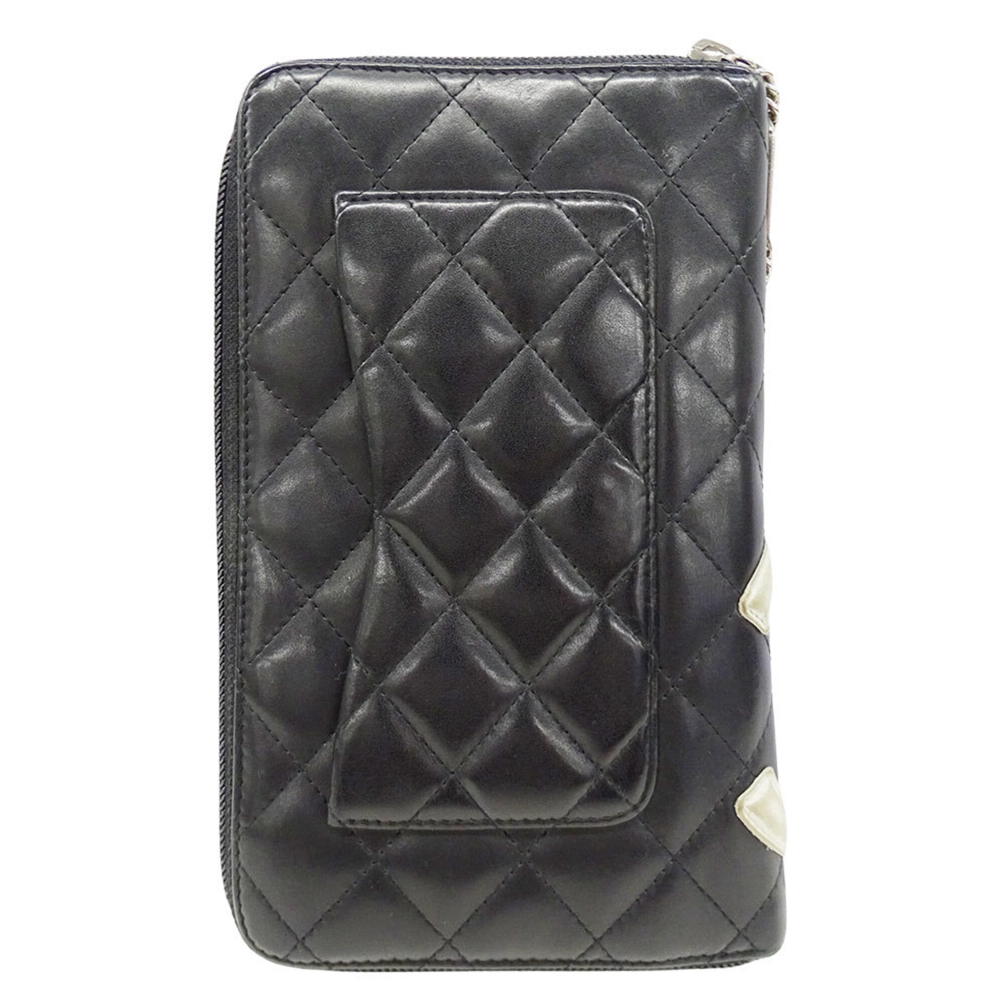 Chanel Chanel Women's Wallet, Brand Name, Long Cambon Lambskin, Black, Silver Hardware, Round Zipper, Quilted Size ONE SIZE - 2 Thumbnail