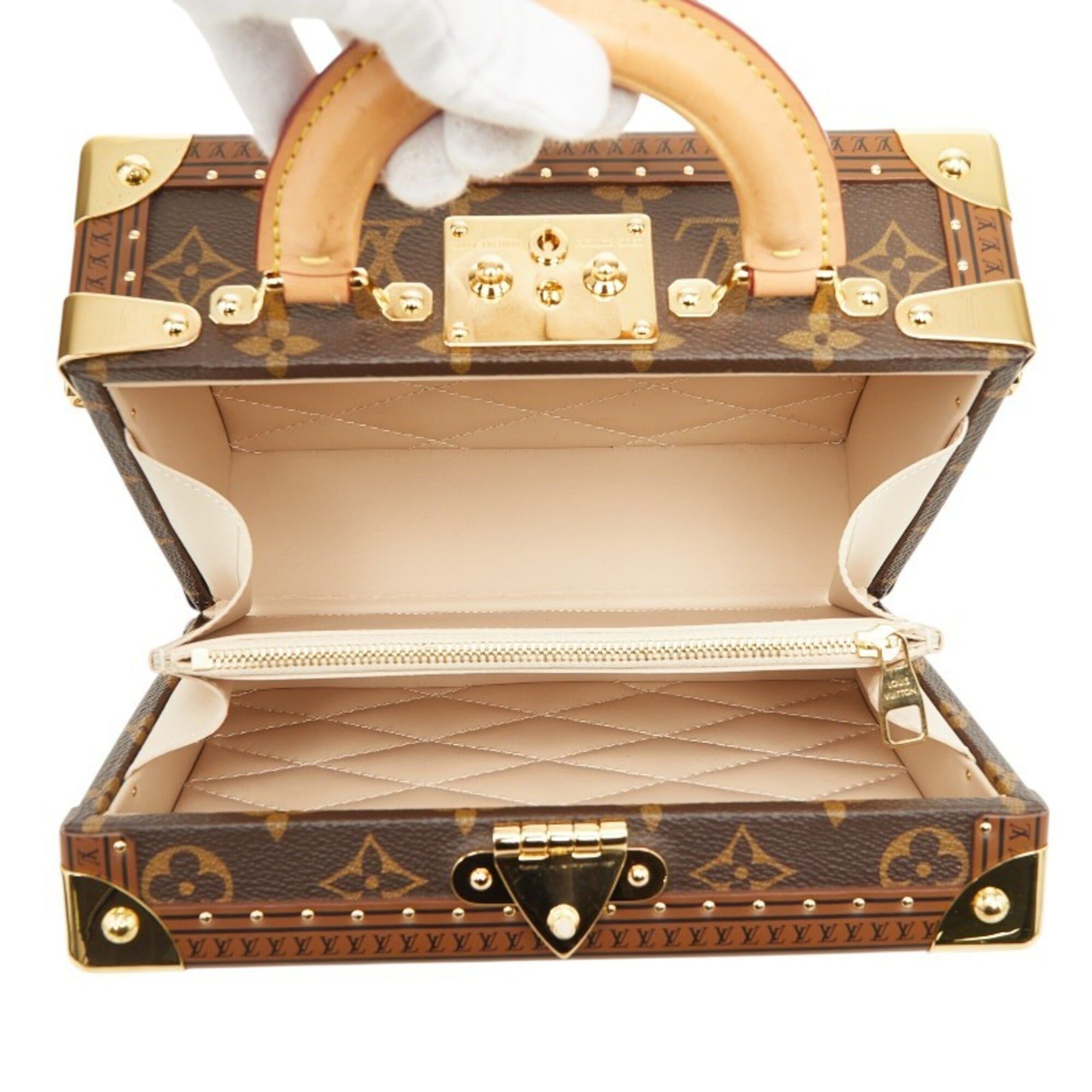 Louis Vuitton Louis Vuitton Monogram Petite Valise Mini Trunk Handbag Shoulder Bag 2WAY M20468 Brown Leather Women's LOUIS VUITTON Size ONE SIZE - 9 Thumbnail