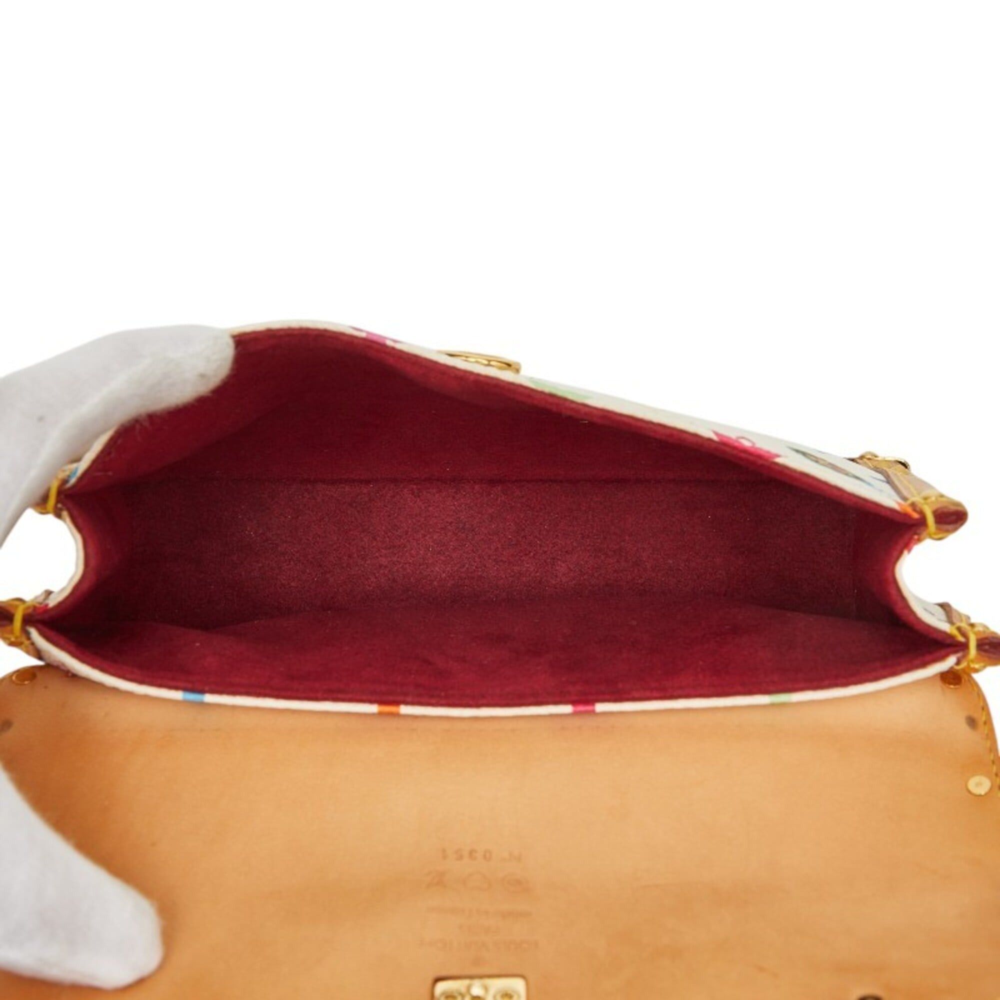 Louis Vuitton Louis Vuitton I Love Monogram Takashi Murakami Pochette Miss You Shoulder Bag M92055 Blanc White Leather Women's LOUIS VUITTON Size ONE SIZE - 10 Thumbnail
