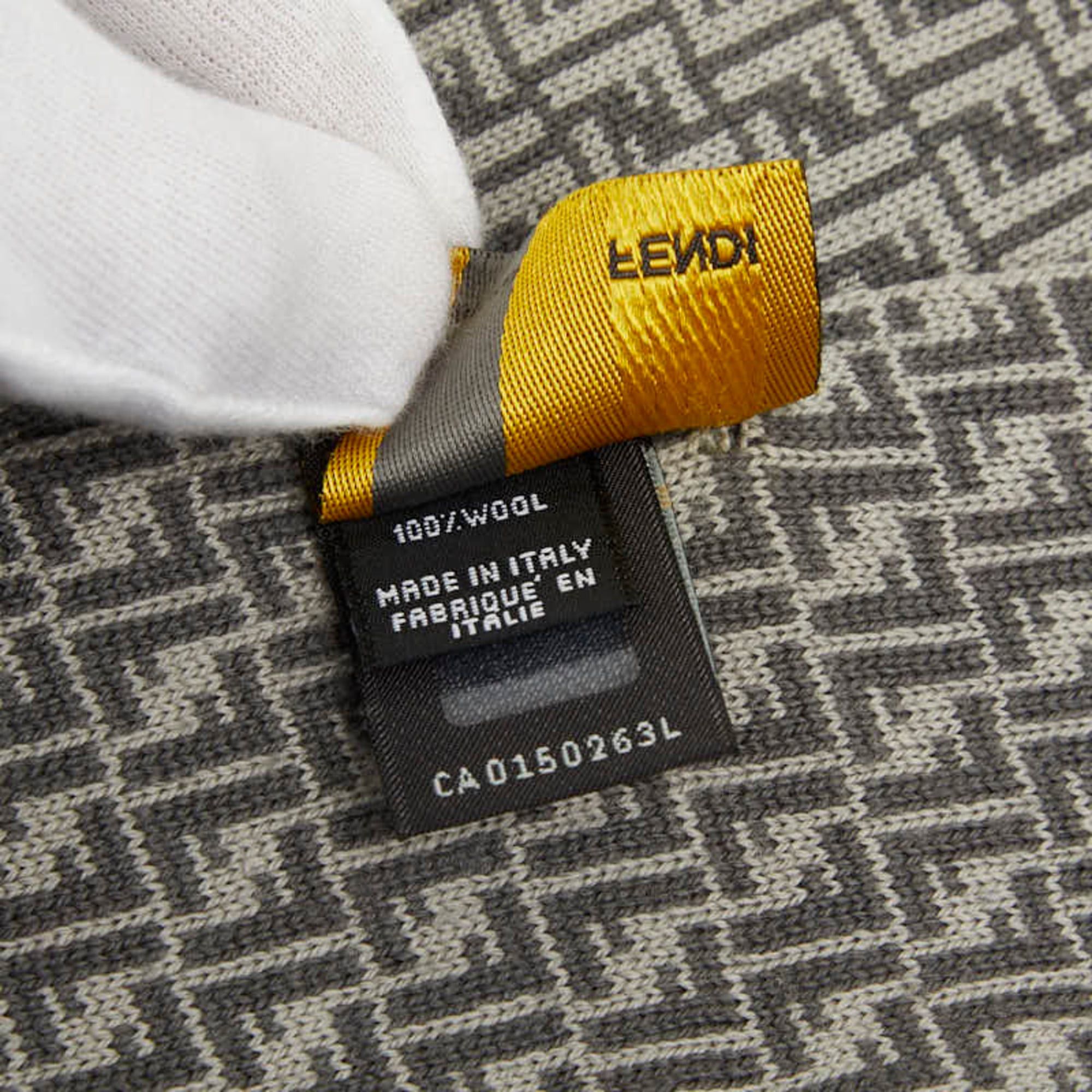 Fendi Fendi Micro FF Jacquard Stole, Gray Wool, Women's FENDI Size ONE SIZE - 5 Thumbnail