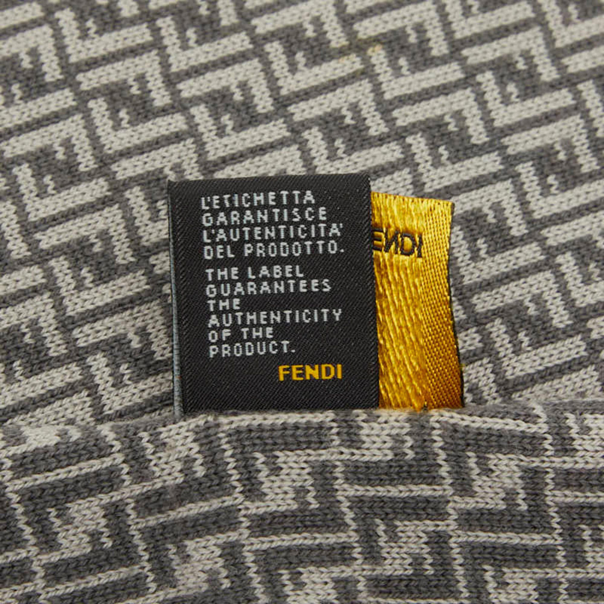 Fendi Fendi Micro FF Jacquard Stole, Gray Wool, Women's FENDI Size ONE SIZE - 8 Thumbnail