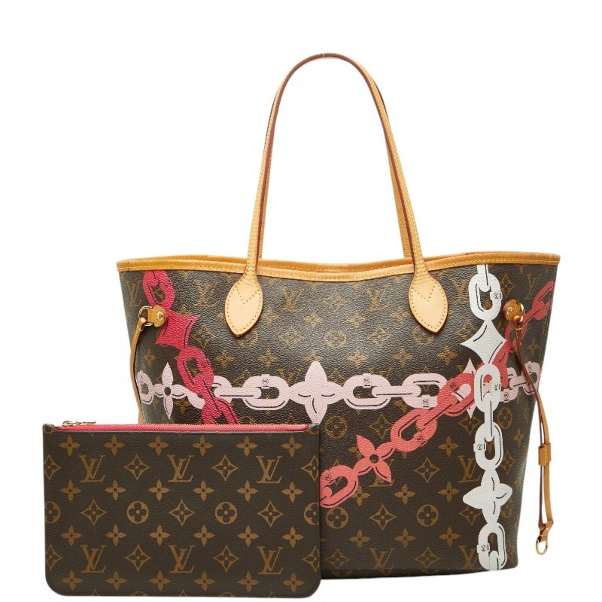 Louis Vuitton Louis Vuitton Monogram Bayprint Neverfull MM Tote Bag Shoulder M41991 Brown Pink Leather Women's LOUIS VUITTON Size ONE SIZE - 12 Thumbnail