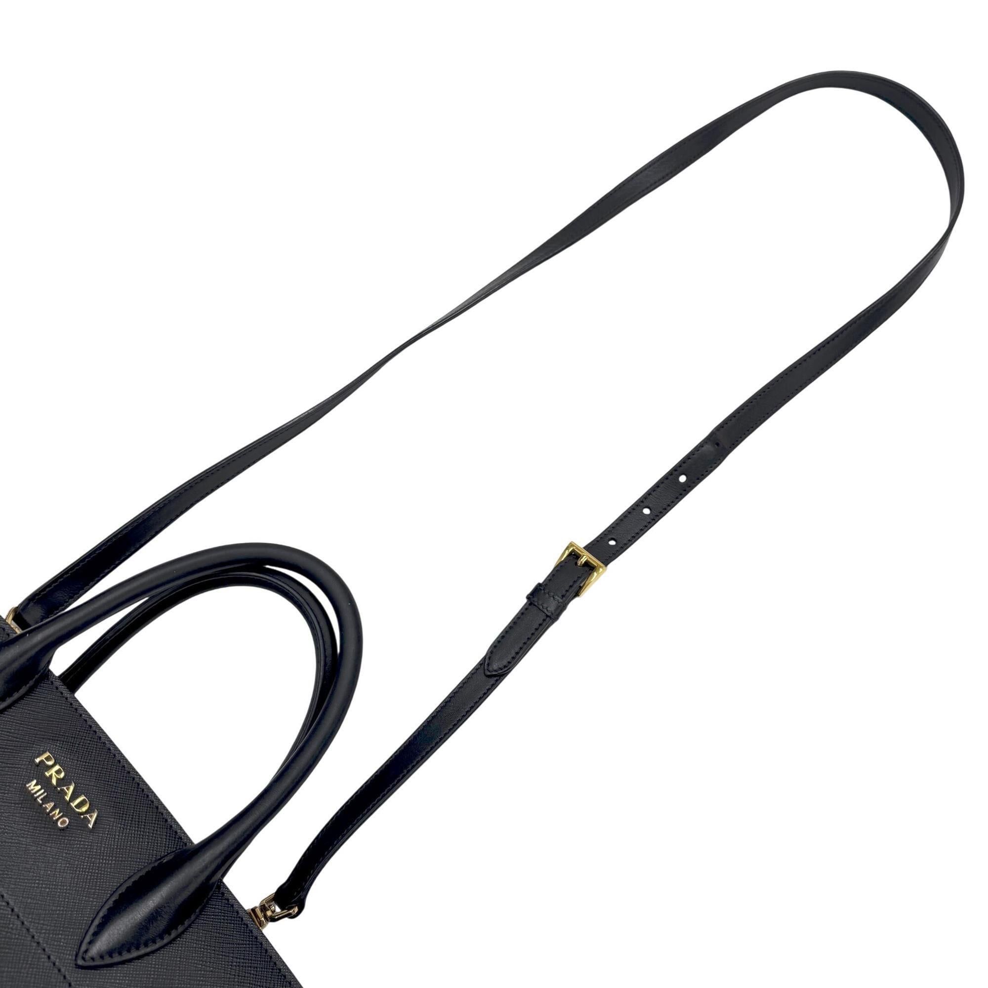 Prada PRADA Saffiano Bibliotheque Leather Handbag, Black x Red, 1BA050, Women's Shoulder Bag Size ONE SIZE - 11 Thumbnail