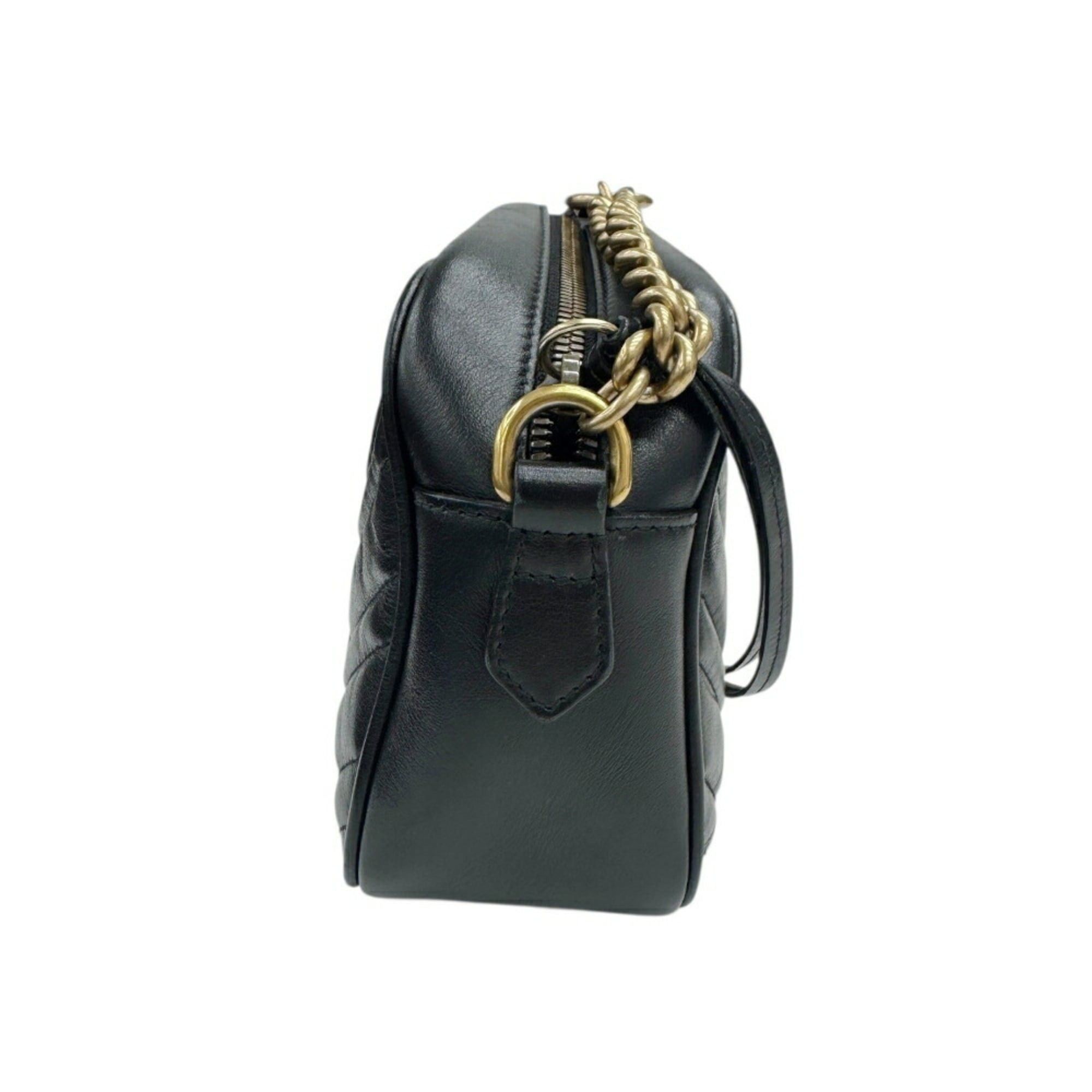 Gucci GUCCI GG Marmont Quilted Small Shoulder Bag 447632 Leather Black Women's Size ONE SIZE - 3 Thumbnail