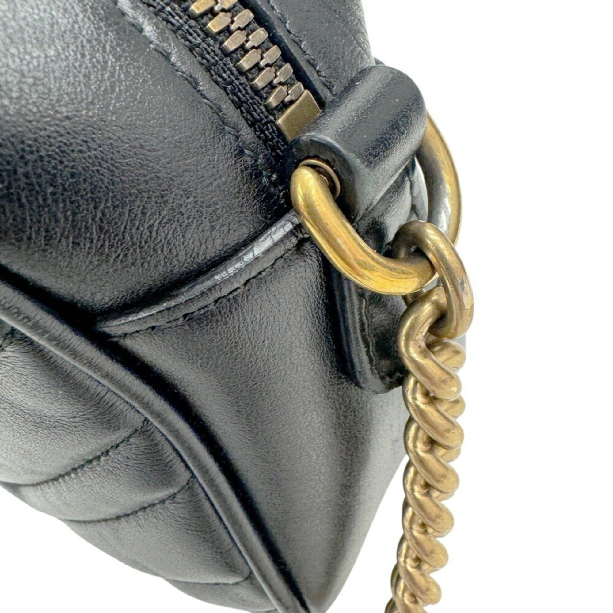 Gucci GUCCI GG Marmont Quilted Small Shoulder Bag 447632 Leather Black Women's Size ONE SIZE - 12 Thumbnail