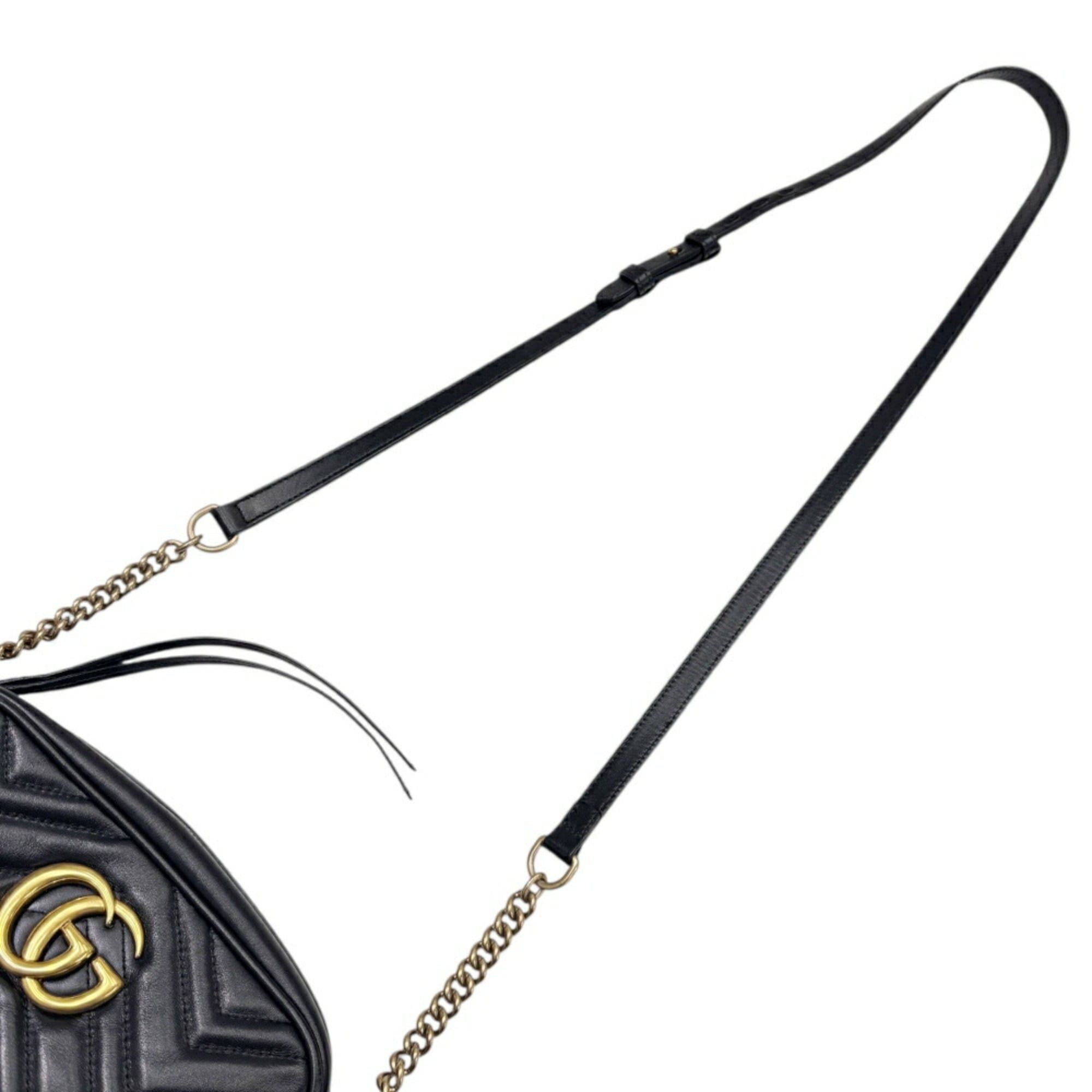 Gucci GUCCI GG Marmont Quilted Small Shoulder Bag 447632 Leather Black Women's Size ONE SIZE - 10 Thumbnail