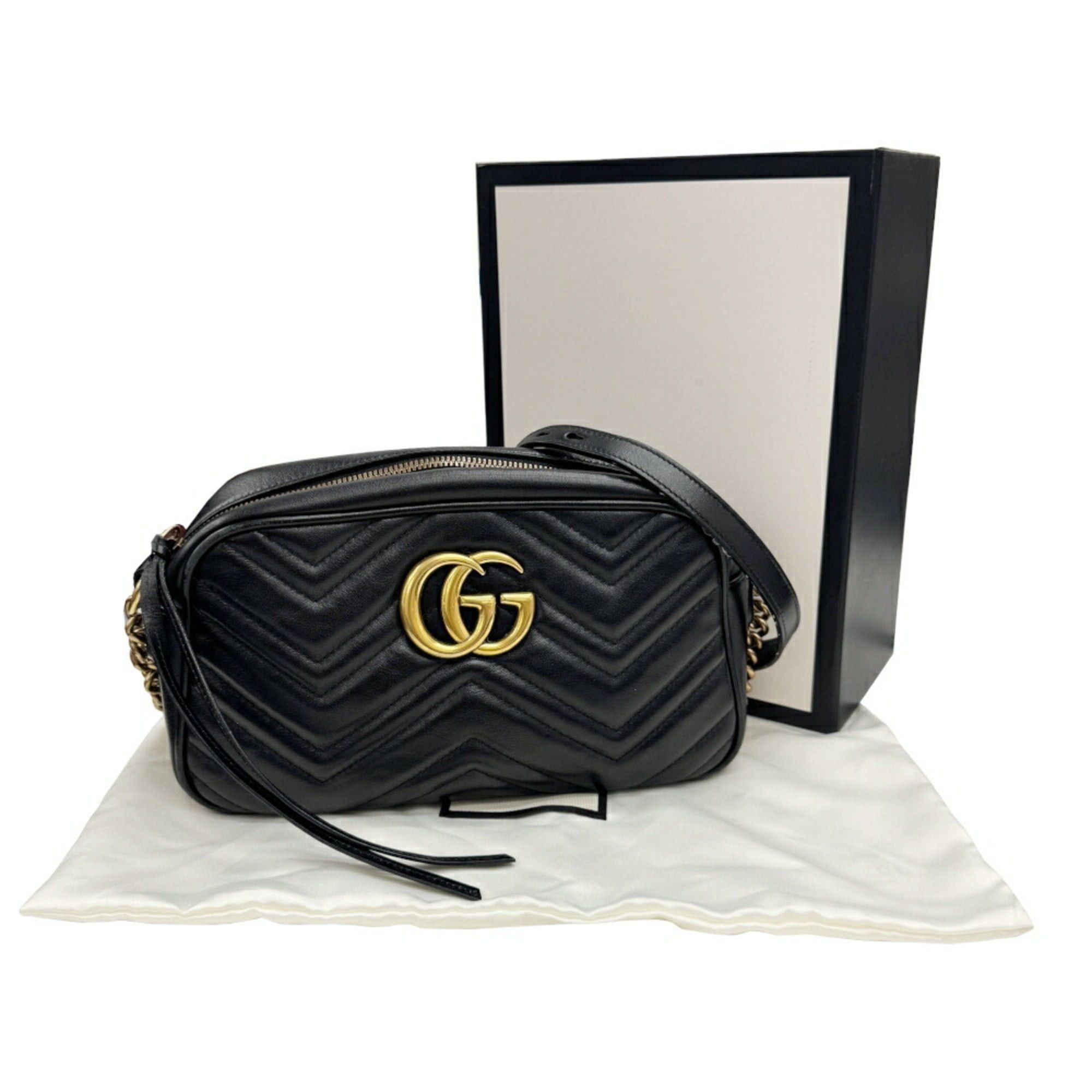 Gucci GUCCI GG Marmont Quilted Small Shoulder Bag 447632 Leather Black Women's Size ONE SIZE - 15 Thumbnail