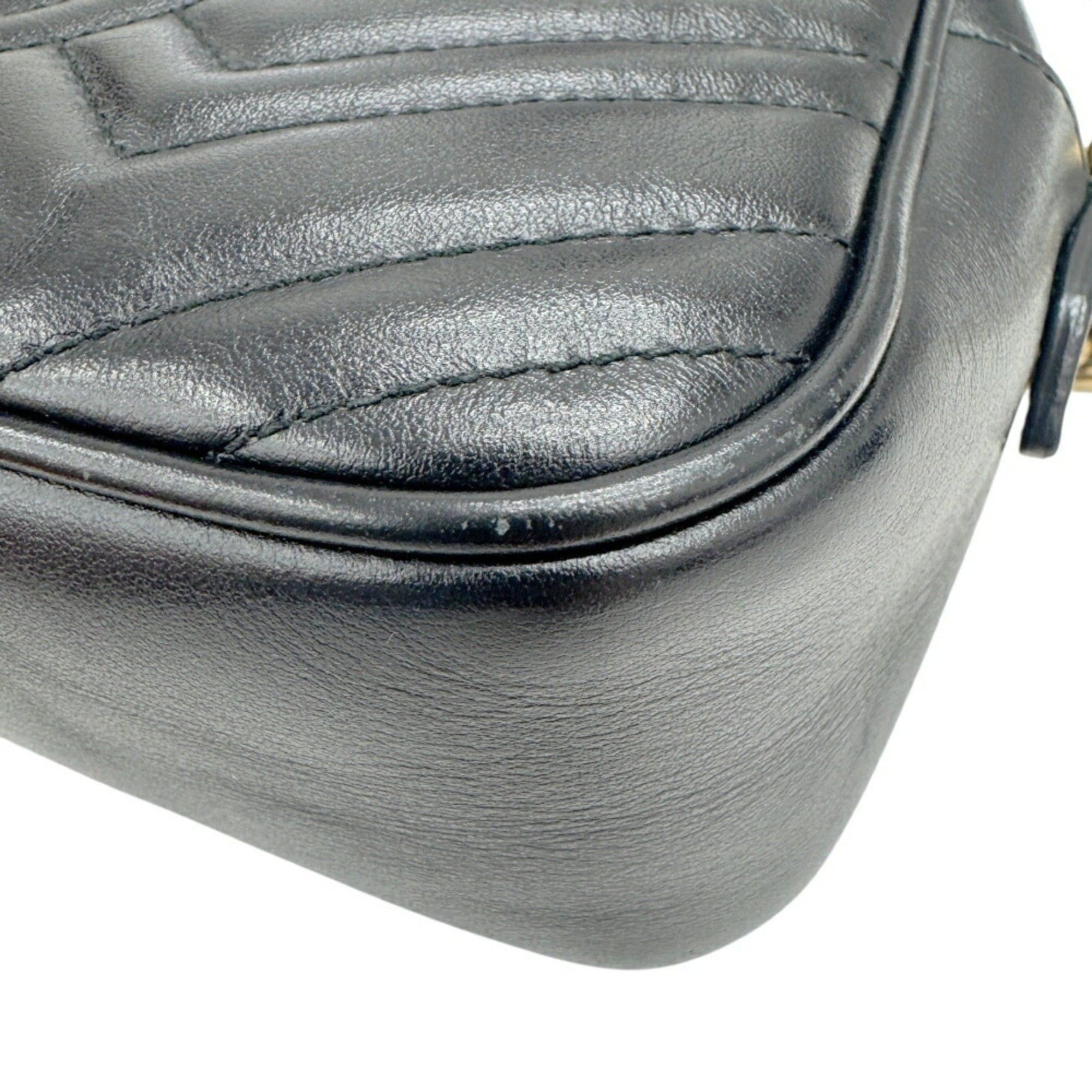 Gucci GUCCI GG Marmont Quilted Small Shoulder Bag 447632 Leather Black Women's Size ONE SIZE - 8 Thumbnail