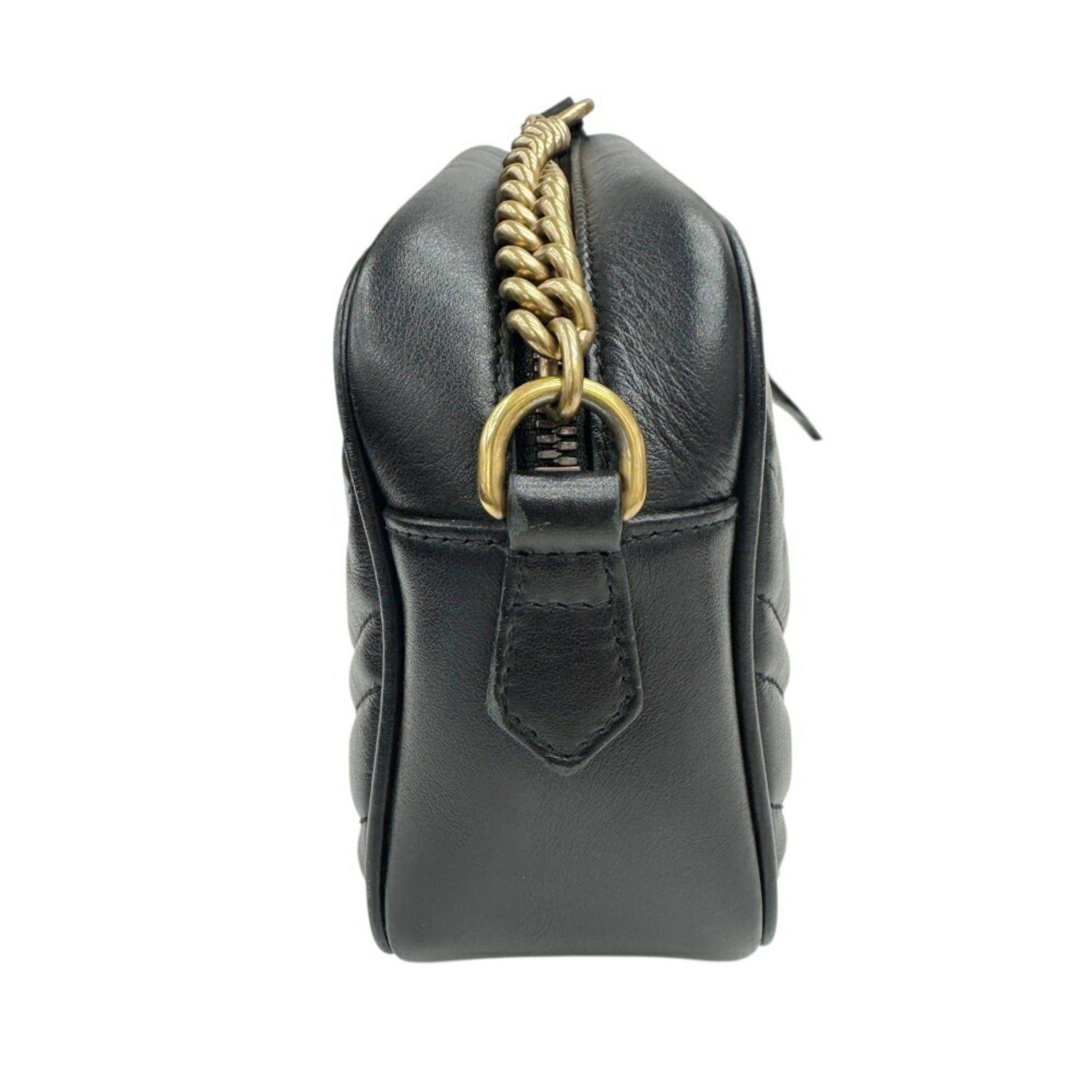Gucci GUCCI GG Marmont Quilted Small Shoulder Bag 447632 Leather Black Women's Size ONE SIZE - 4 Thumbnail