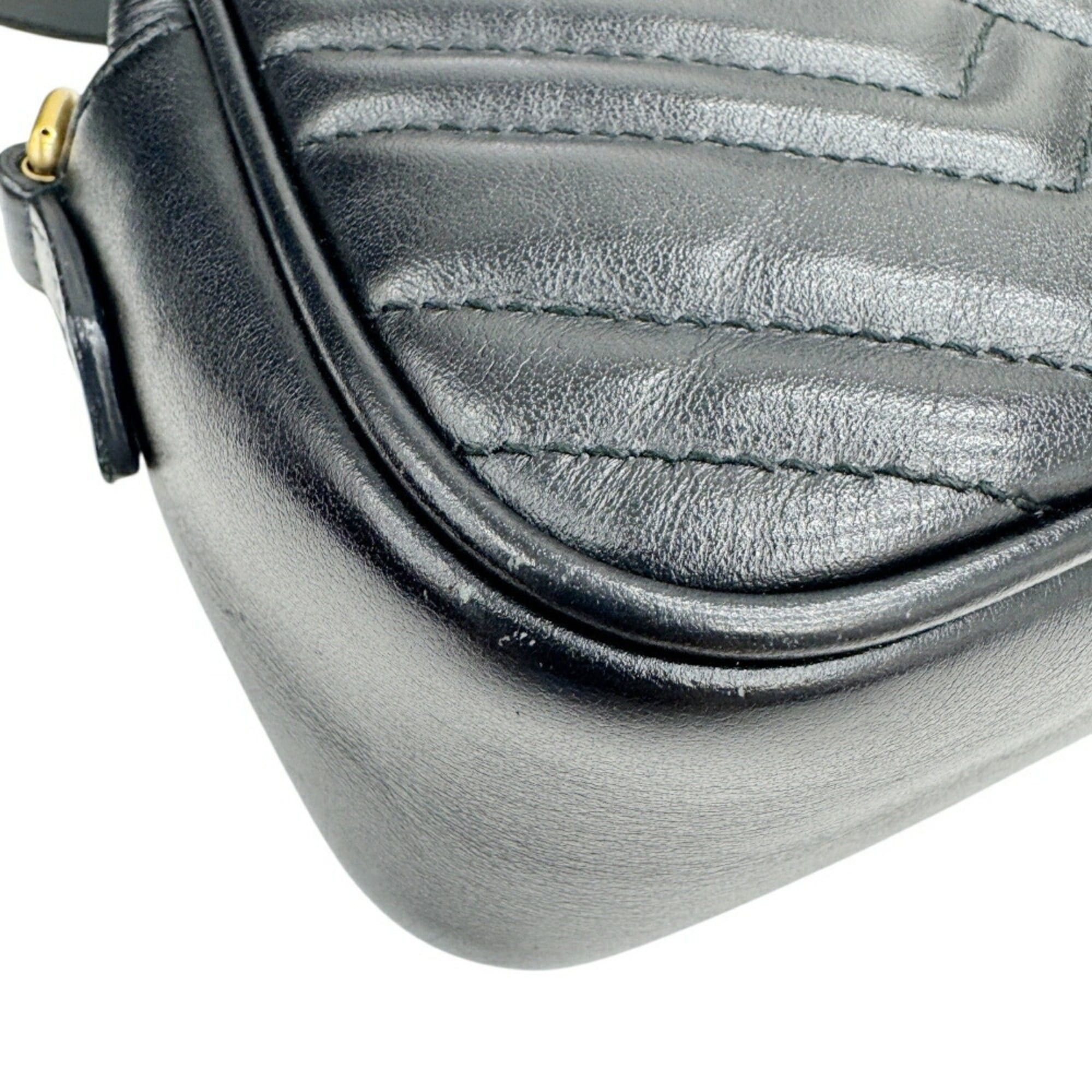 Gucci GUCCI GG Marmont Quilted Small Shoulder Bag 447632 Leather Black Women's Size ONE SIZE - 9 Thumbnail