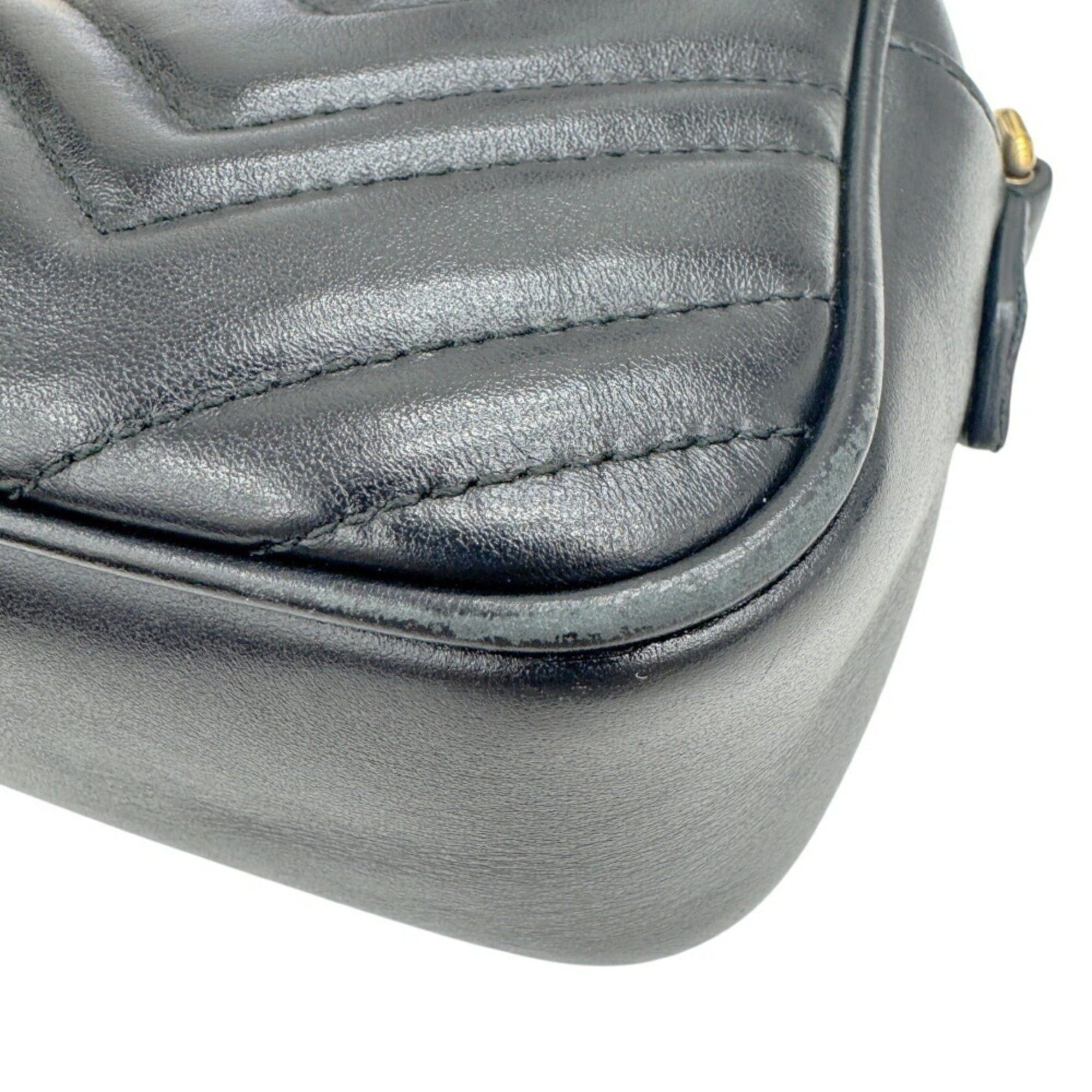 Gucci GUCCI GG Marmont Quilted Small Shoulder Bag 447632 Leather Black Women's Size ONE SIZE - 7 Thumbnail