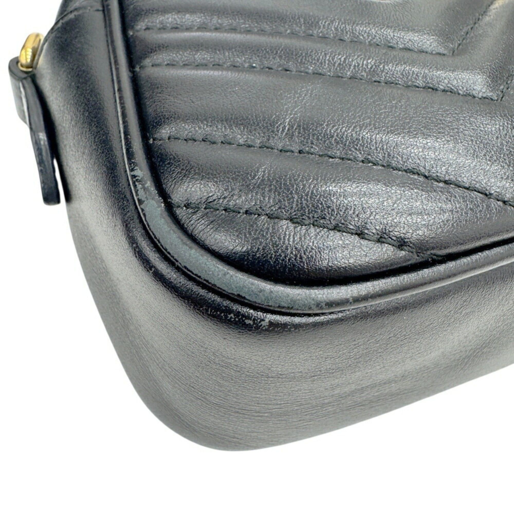 Gucci GUCCI GG Marmont Quilted Small Shoulder Bag 447632 Leather Black Women's Size ONE SIZE - 6 Thumbnail