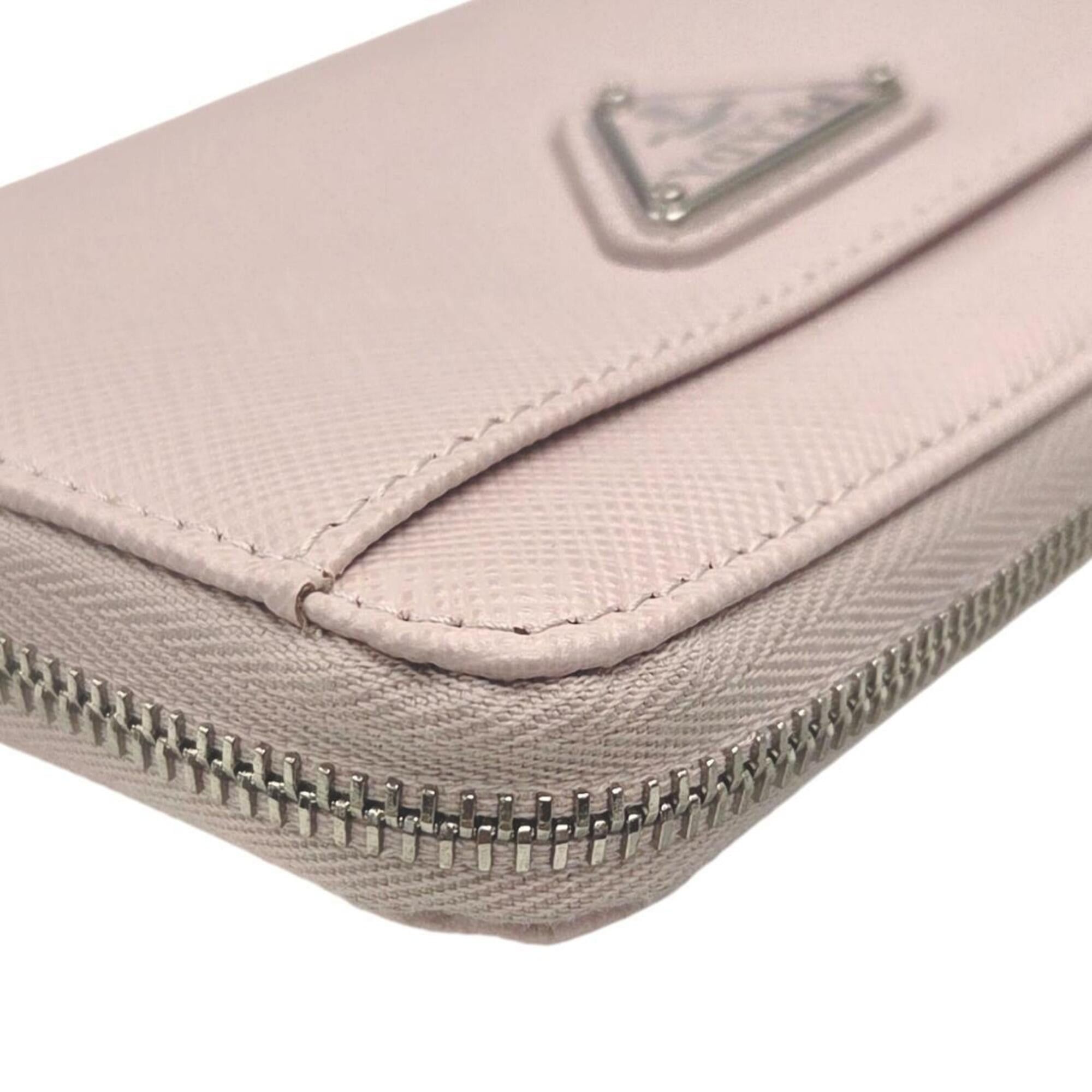 Prada Prada Wallet/Coin Case Key Saffiano Triangle Light Pink Leather 1PP122 Women's Size ONE SIZE - 9 Thumbnail