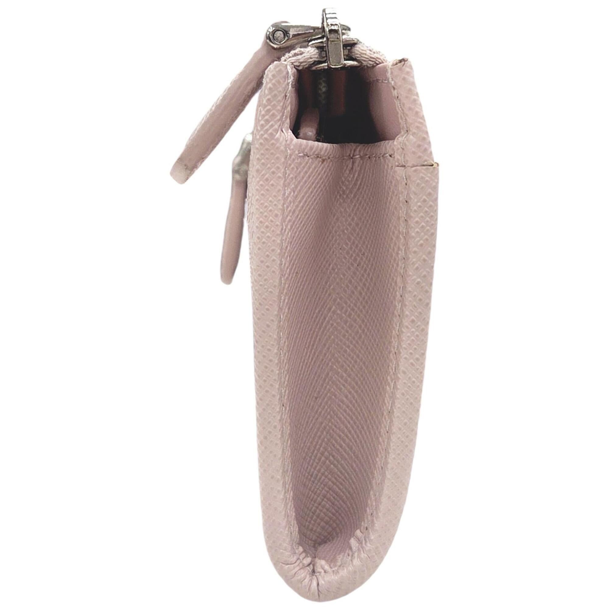 Prada Prada Wallet/Coin Case Key Saffiano Triangle Light Pink Leather 1PP122 Women's Size ONE SIZE - 3 Thumbnail