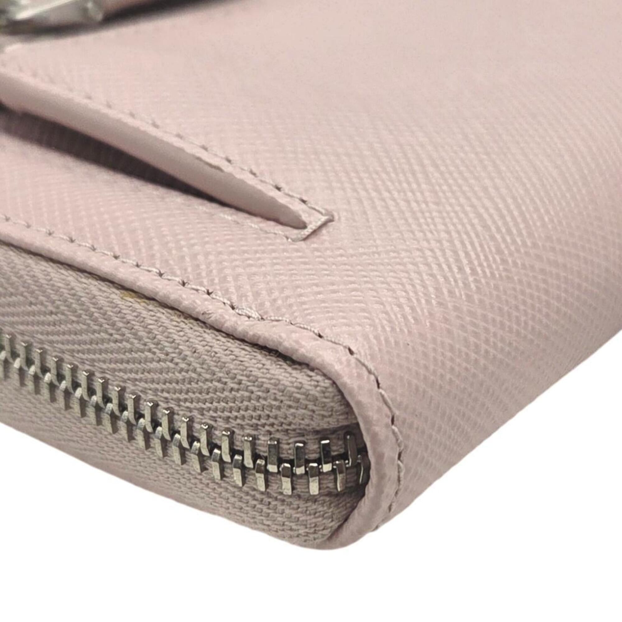 Prada Prada Wallet/Coin Case Key Saffiano Triangle Light Pink Leather 1PP122 Women's Size ONE SIZE - 7 Thumbnail